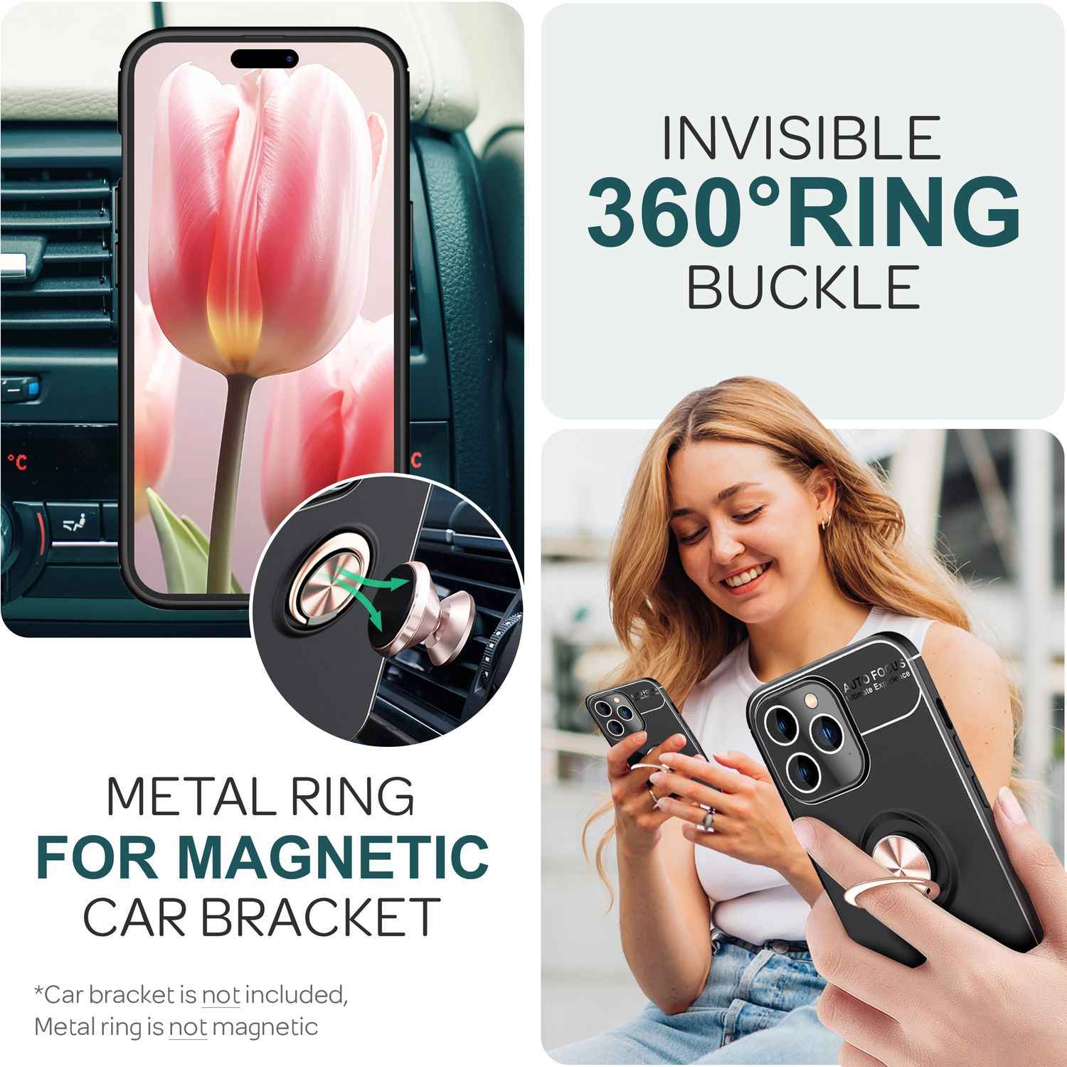Hülle mit Ring für iPhone 15 Pro Silikon Handyhülle Case Schutz Cover Ringhülle