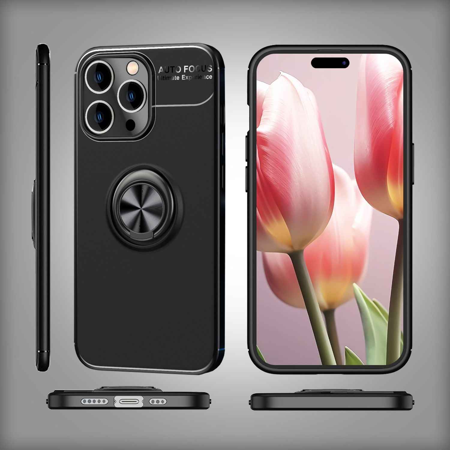 Hülle mit Ring für iPhone 15 Pro Silikon Handyhülle Case Schutz Cover Ringhülle