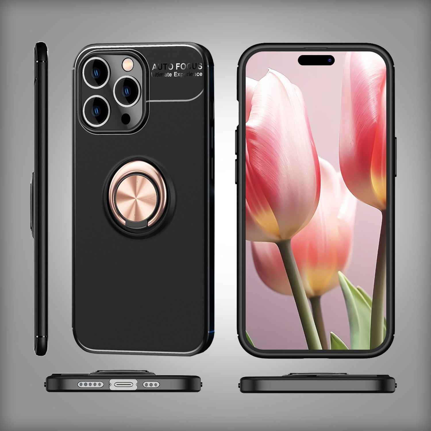 Hülle mit Ring für iPhone 15 Pro Silikon Handyhülle Case Schutz Cover Ringhülle