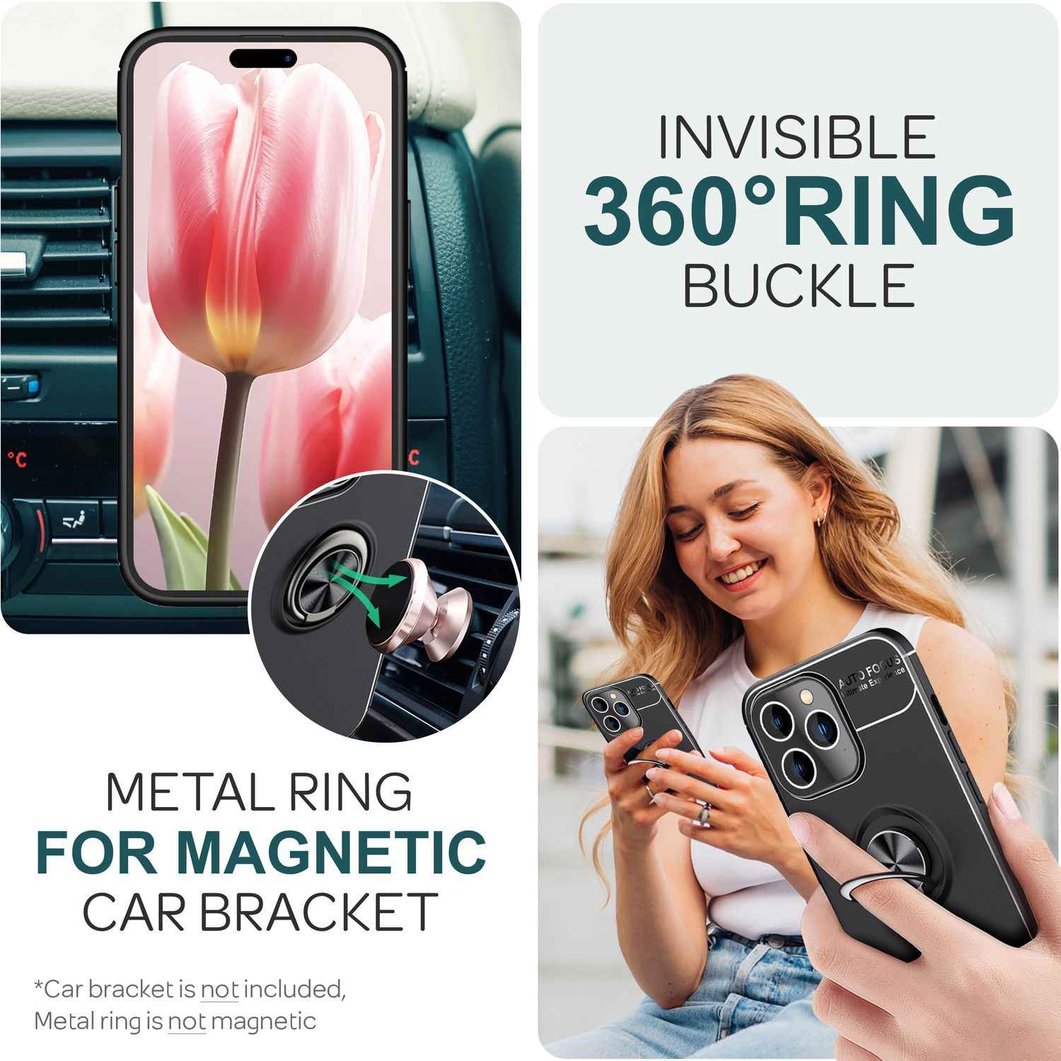 Hülle mit Ring für iPhone 15 Pro Max Silikon Handyhülle Schutz Case Ringhülle