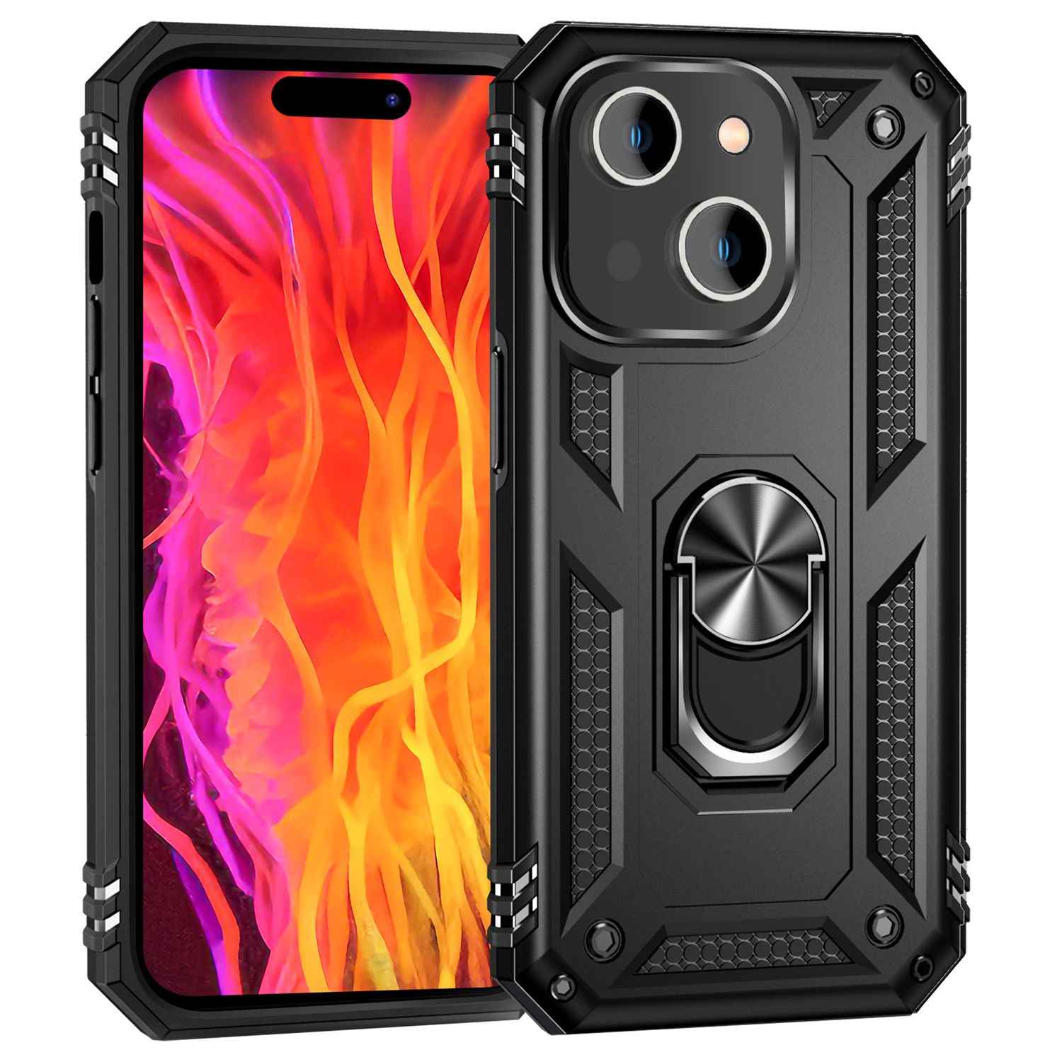 Panzer Hülle mit Ring für iPhone 15 Plus Outdoor Handyhülle Extrem Schutz Case