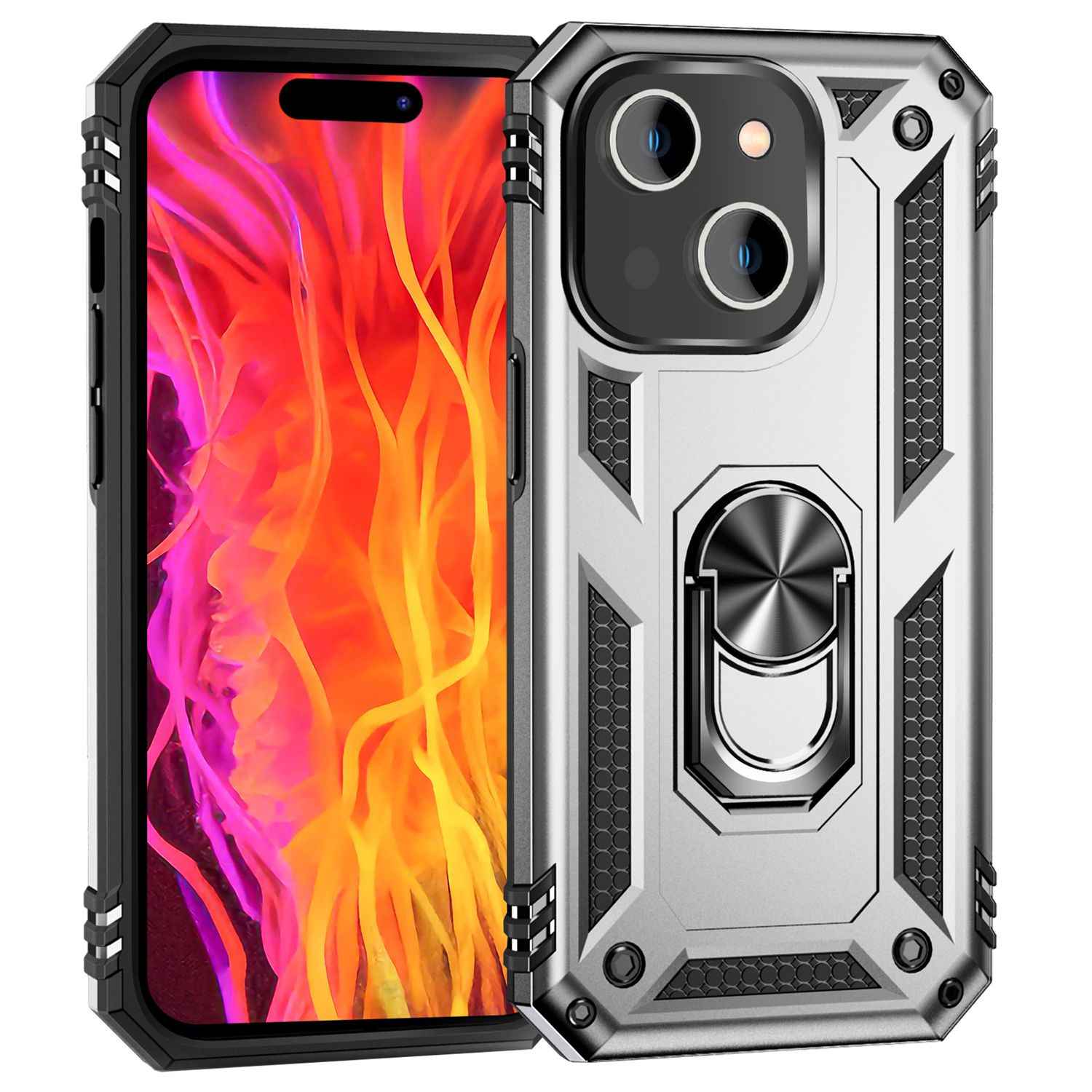 Panzer Hülle mit Ring für iPhone 15 Plus Outdoor Handyhülle Extrem Schutz Case