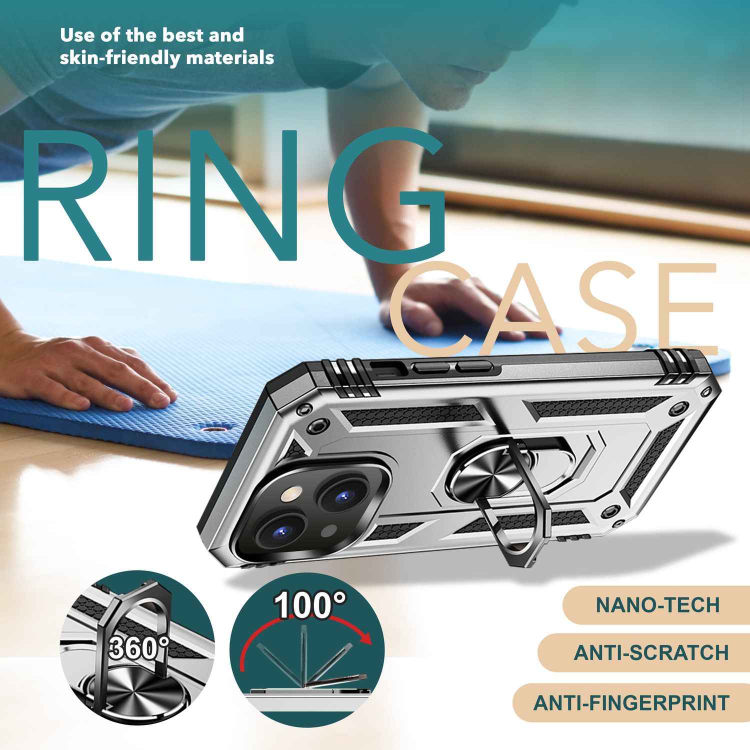 Panzer Hülle mit Ring für iPhone 15 Plus Outdoor Handyhülle Extrem Schutz Case