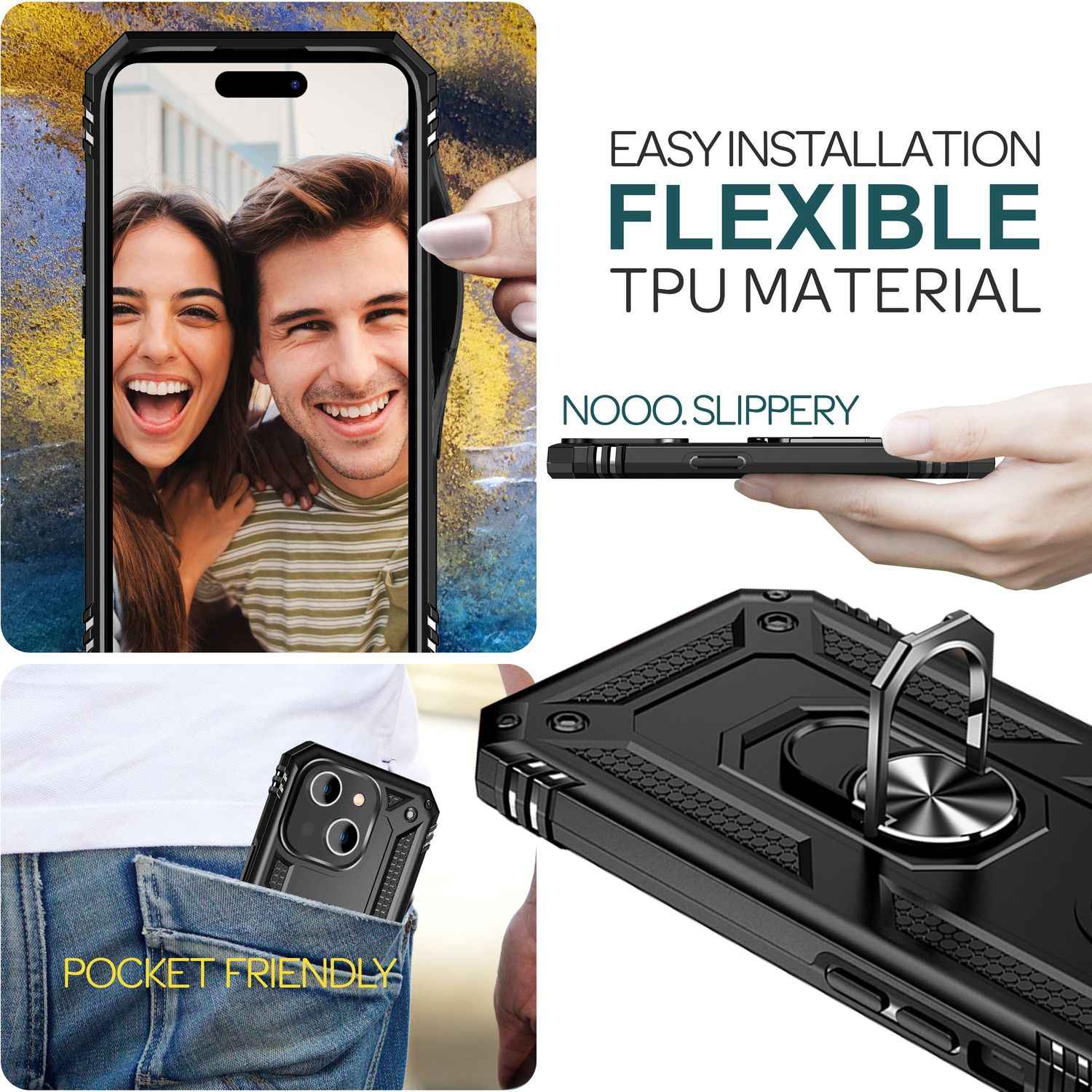 Panzer Hülle mit Ring für iPhone 15 Plus Outdoor Handyhülle Extrem Schutz Case