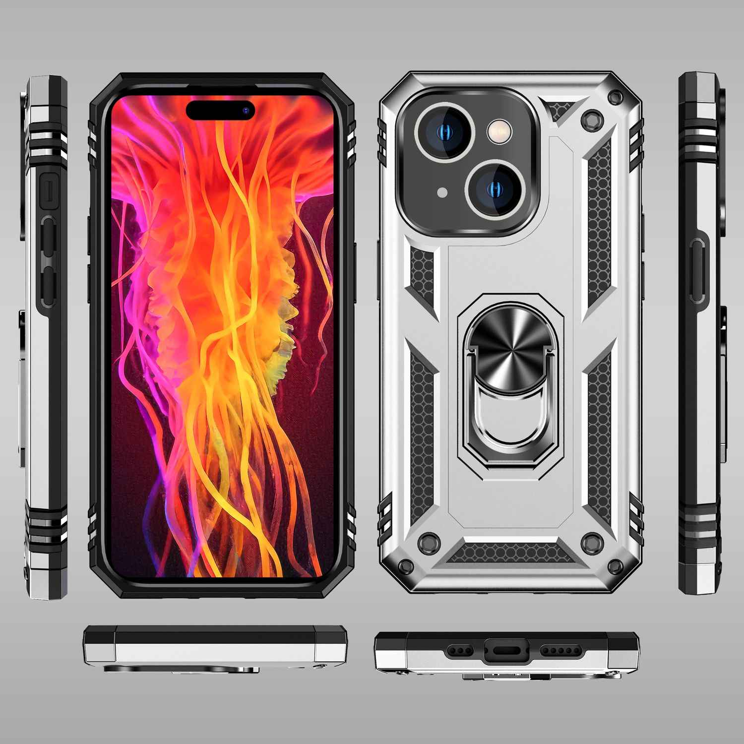 Panzer Hülle mit Ring für iPhone 15 Plus Outdoor Handyhülle Extrem Schutz Case