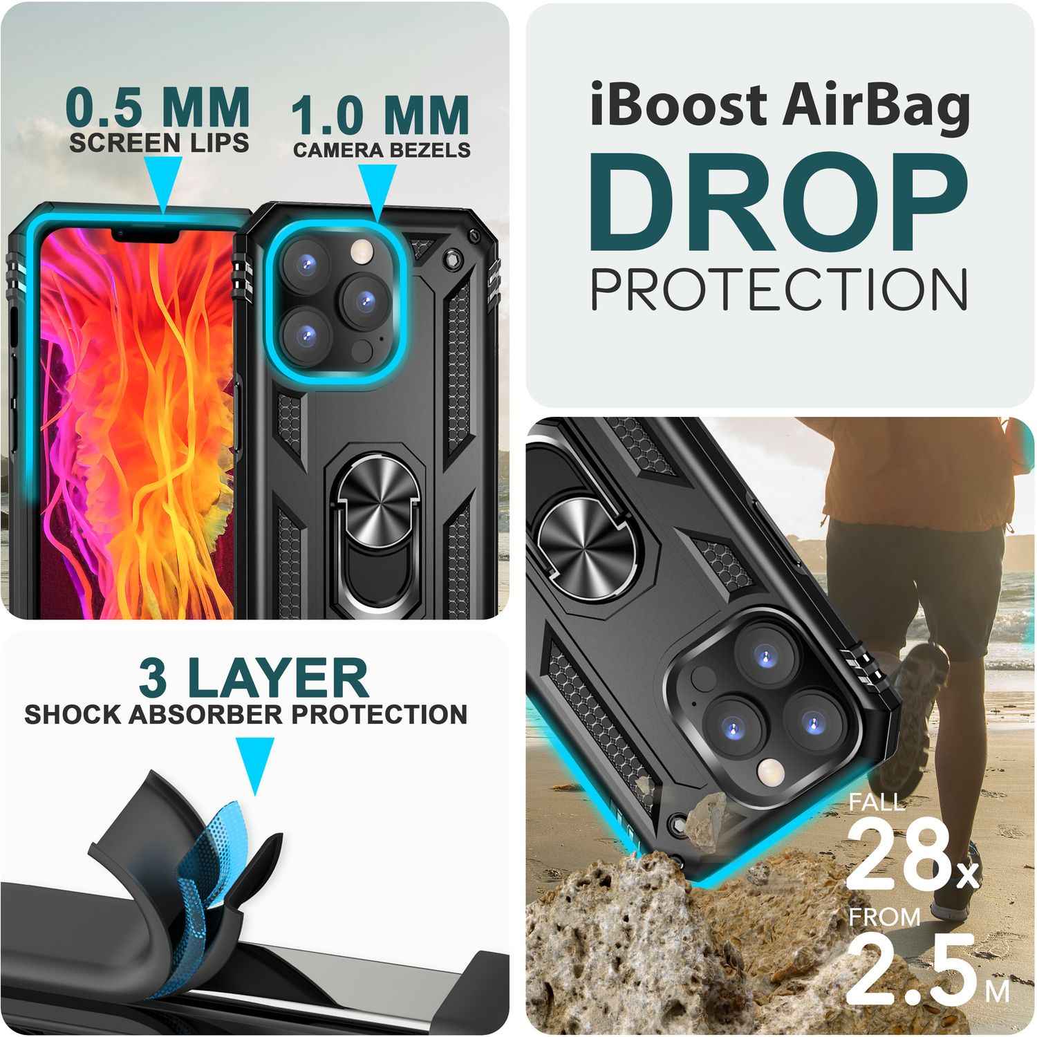 Panzer Hülle mit Ring für iPhone 15 Pro Outdoor Handyhülle Case Extrem Schutz