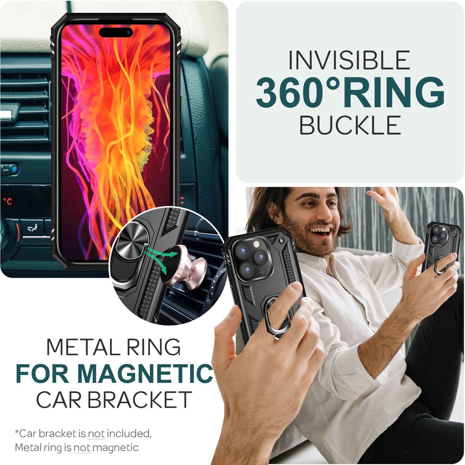 Panzer Hülle mit Ring für iPhone 15 Pro Outdoor Handyhülle Case Extrem Schutz