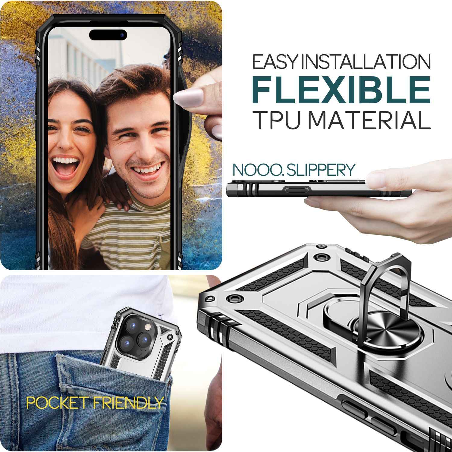 Panzer Hülle mit Ring für iPhone 15 Pro Outdoor Handyhülle Case Extrem Schutz