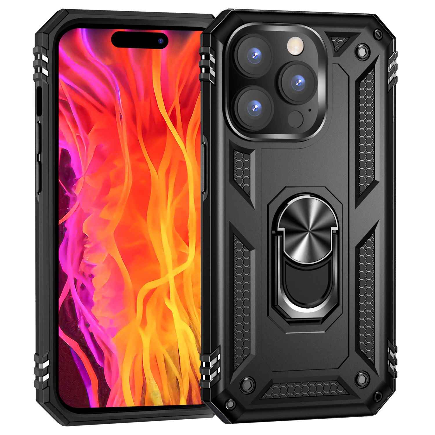 Panzer Hülle mit Ring für iPhone 15 Pro Max Outdoor Handyhülle Schutz Hard Case