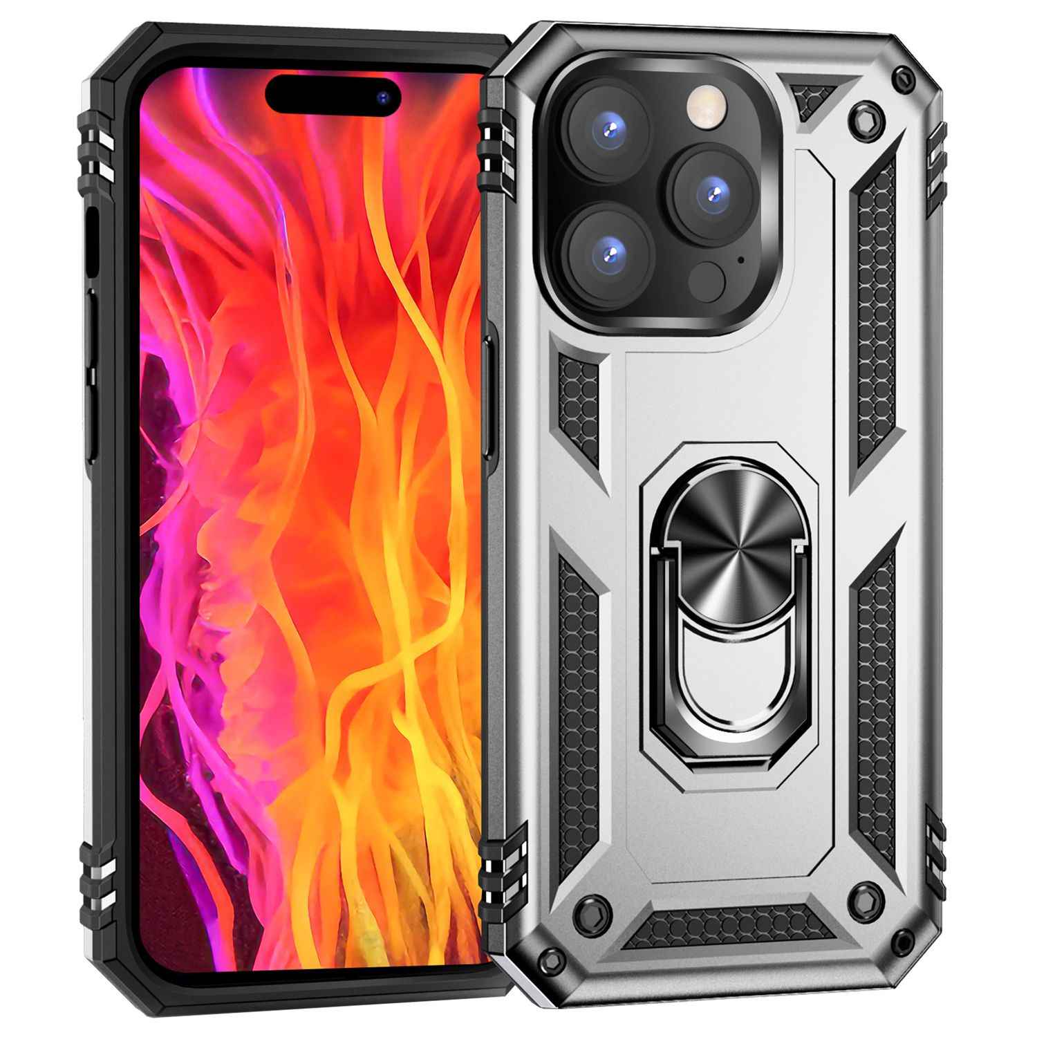 Panzer Hülle mit Ring für iPhone 15 Pro Max Outdoor Handyhülle Schutz Hard Case