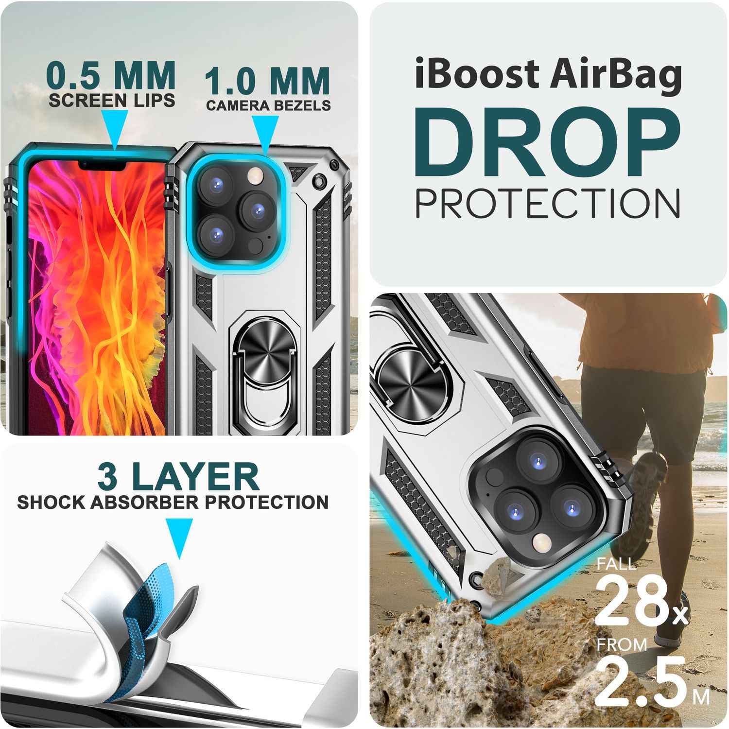 Panzer Hülle mit Ring für iPhone 15 Pro Max Outdoor Handyhülle Schutz Hard Case