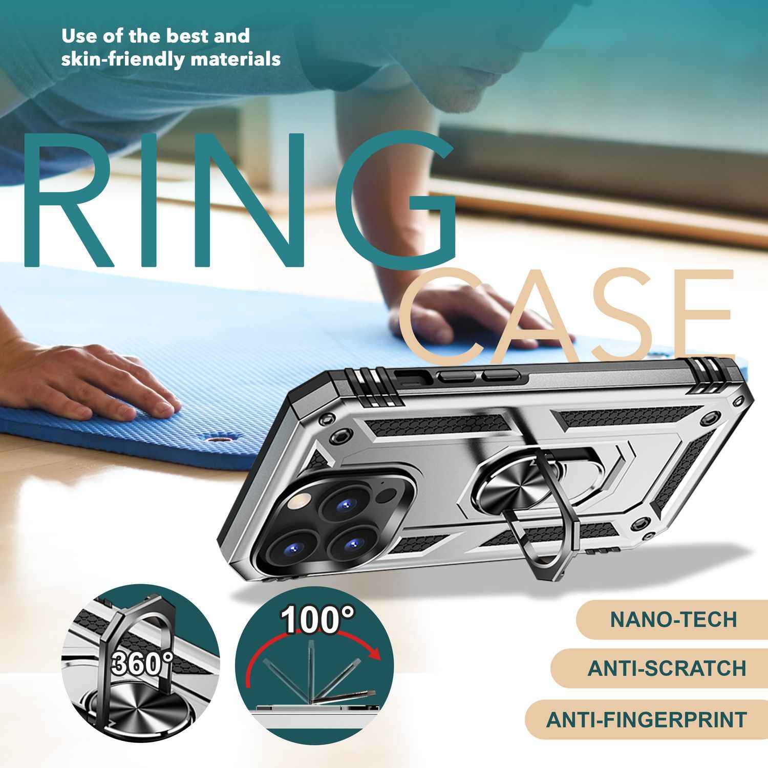 Panzer Hülle mit Ring für iPhone 15 Pro Max Outdoor Handyhülle Schutz Hard Case
