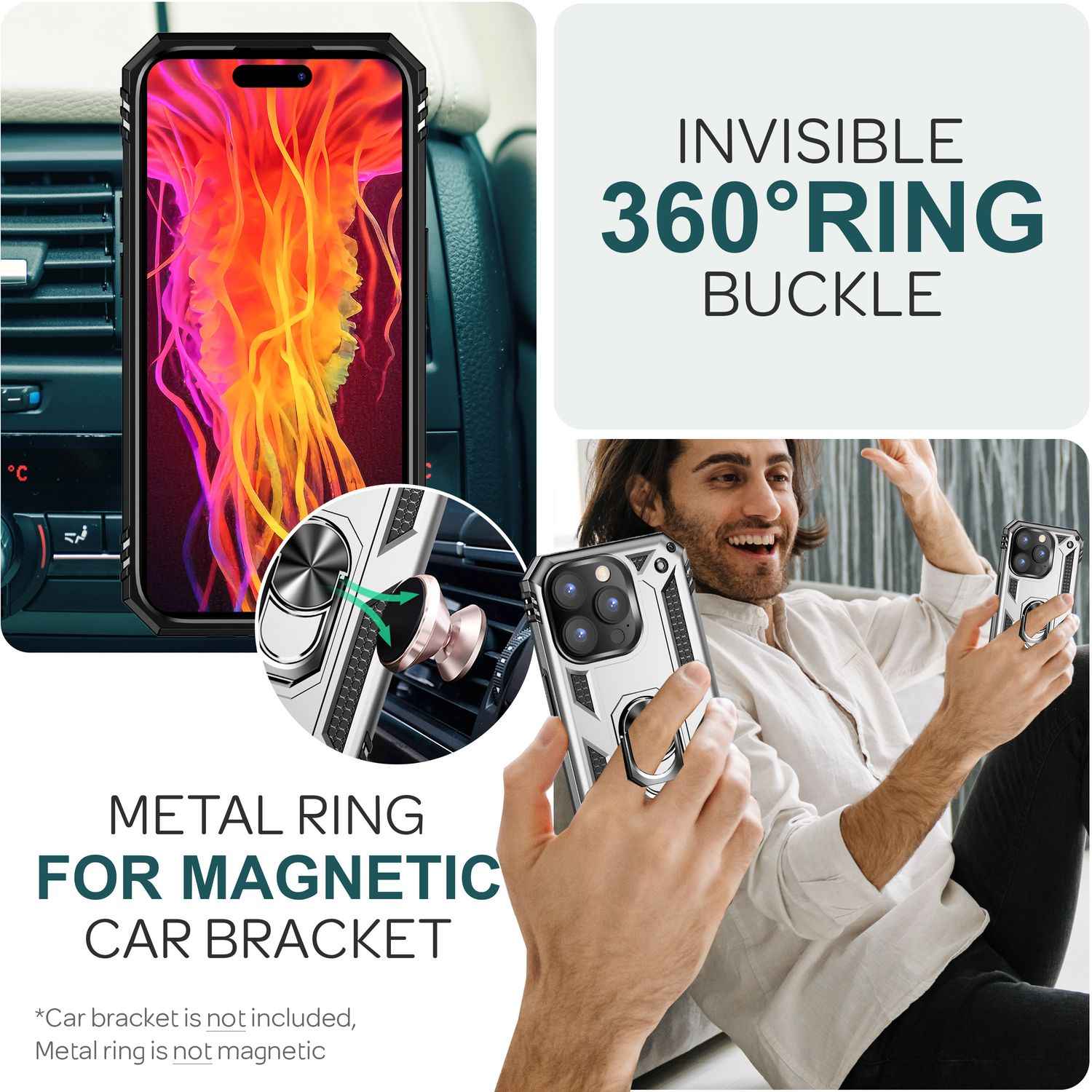 Panzer Hülle mit Ring für iPhone 15 Pro Max Outdoor Handyhülle Schutz Hard Case