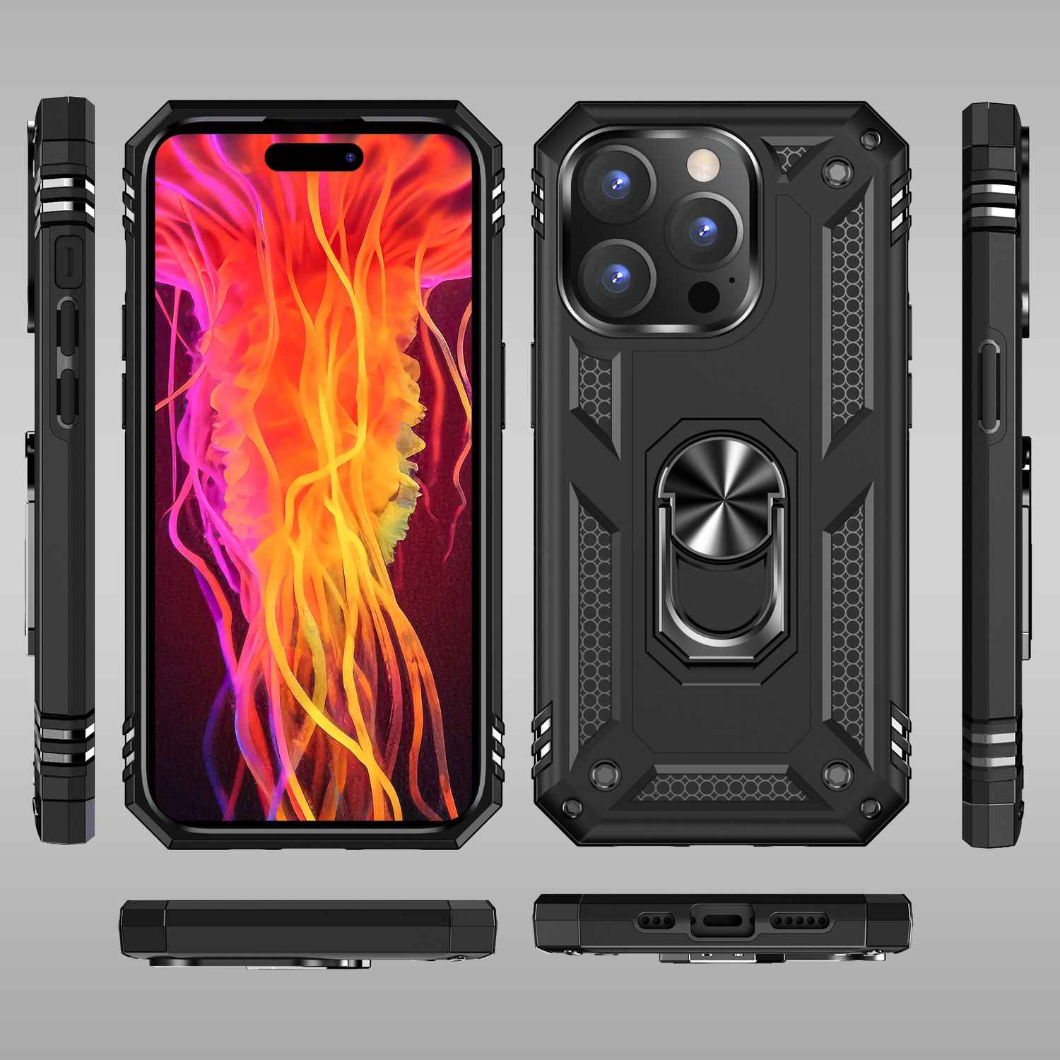 Panzer Hülle mit Ring für iPhone 15 Pro Max Outdoor Handyhülle Schutz Hard Case