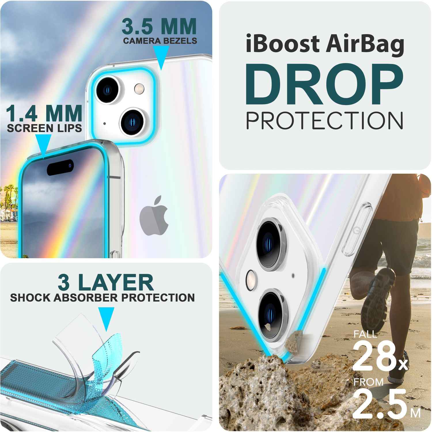Hülle aus Glas für iPhone 15 Plus Regenbogen Handyhülle Klar Schutz Hard Case