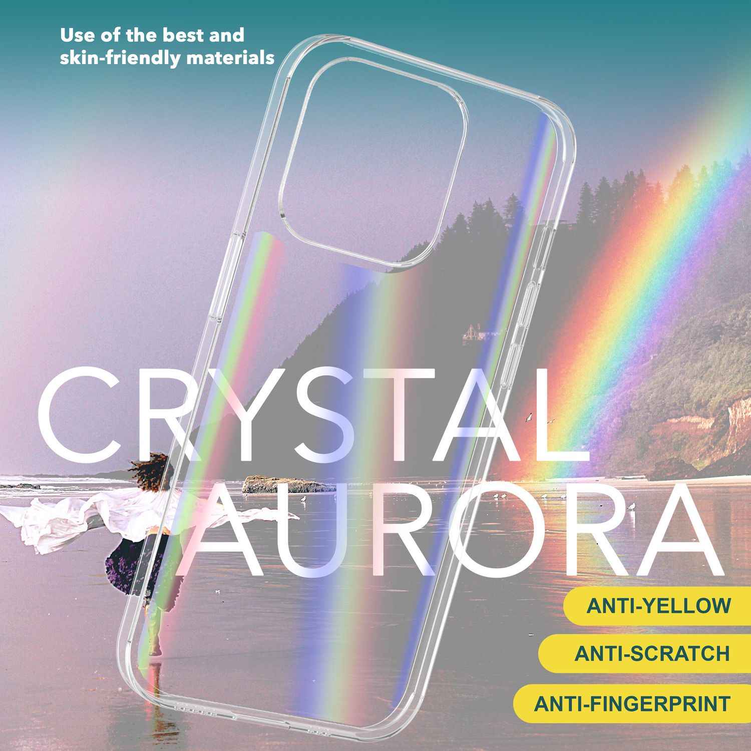 Hülle aus Glas für iPhone 15 Plus Regenbogen Handyhülle Klar Schutz Hard Case