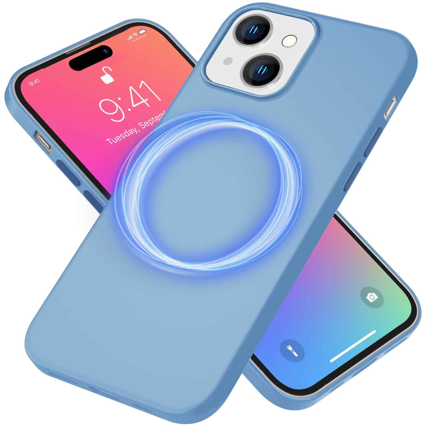 MagSafe Hülle für iPhone 15 Plus Liquid Silikon Schutz Handyhülle Magnet Case