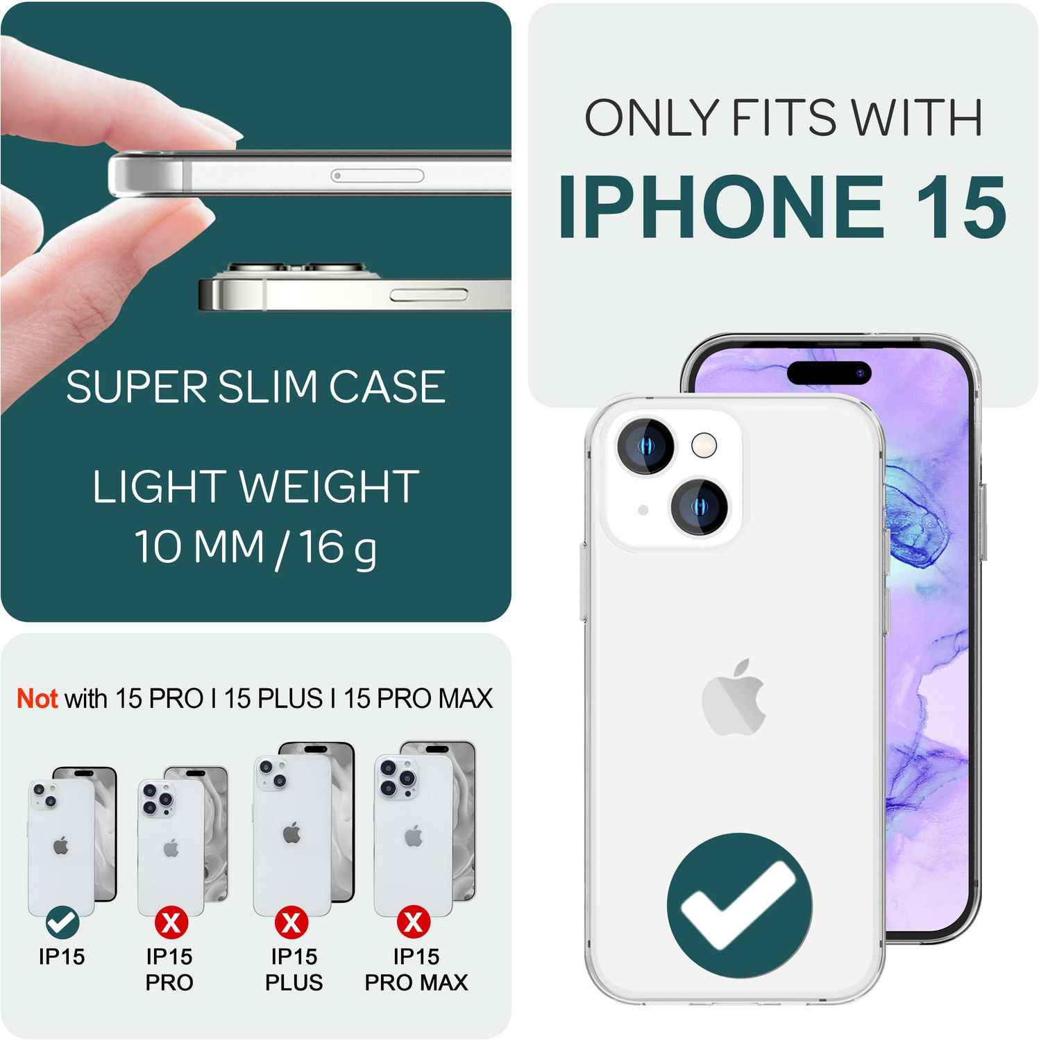 Hülle 360° für iPhone 15 Klar Full Cover Handyhülle Schutz Tasche Etui Hard Case