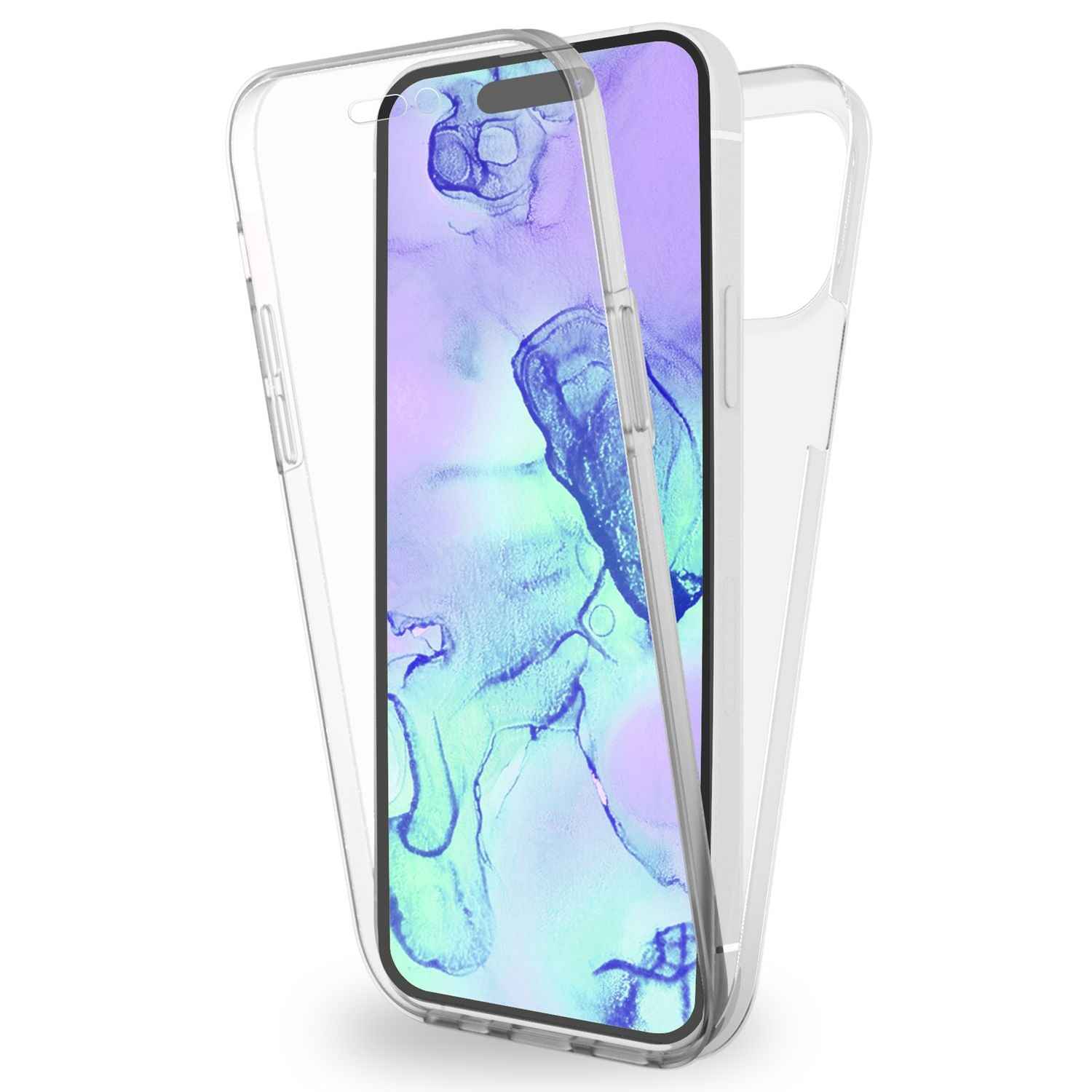 Hülle 360° für iPhone 15 Klar Full Cover Handyhülle Schutz Tasche Etui Hard Case