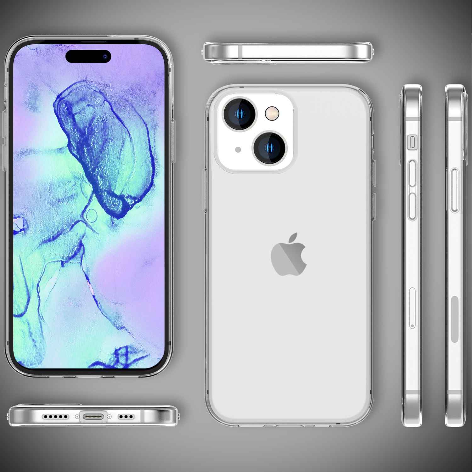 Hülle 360° für iPhone 15 Klar Full Cover Handyhülle Schutz Tasche Etui Hard Case