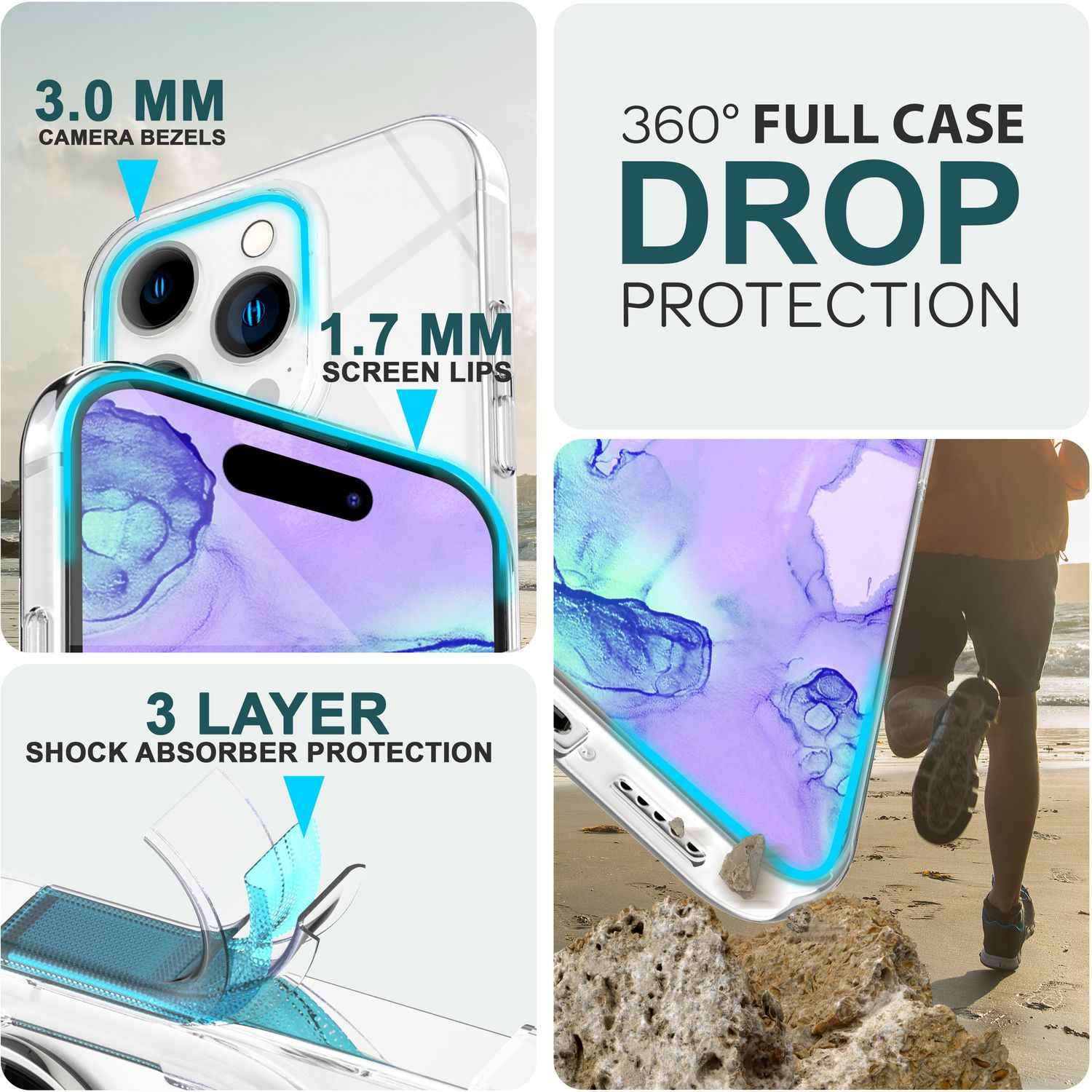 Hülle 360° für iPhone 15 Pro Max Klar Full Cover Handyhülle Schutz Tasche Case