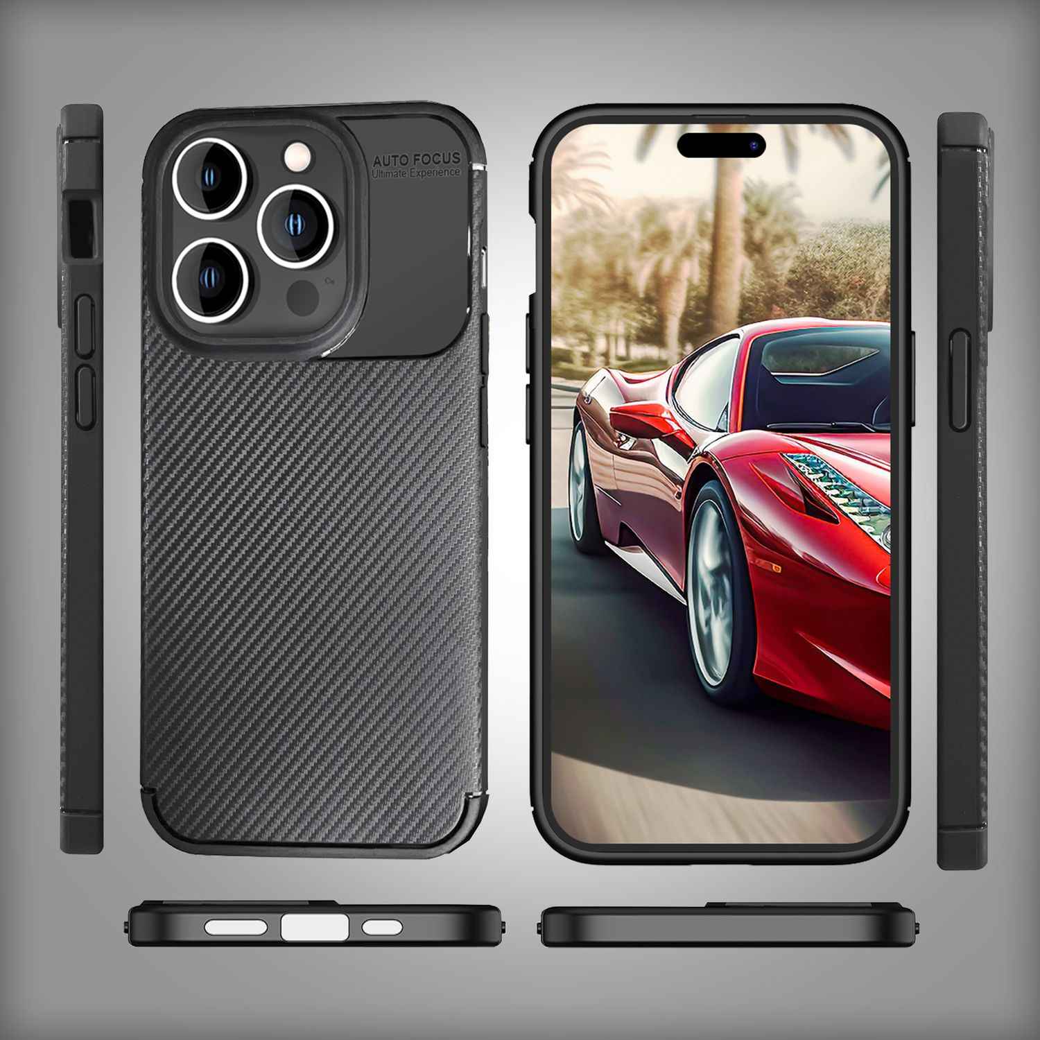 Hülle für iPhone 15 Pro Max Carbon Optik Case Silikon Handyhülle Schutz Tasche