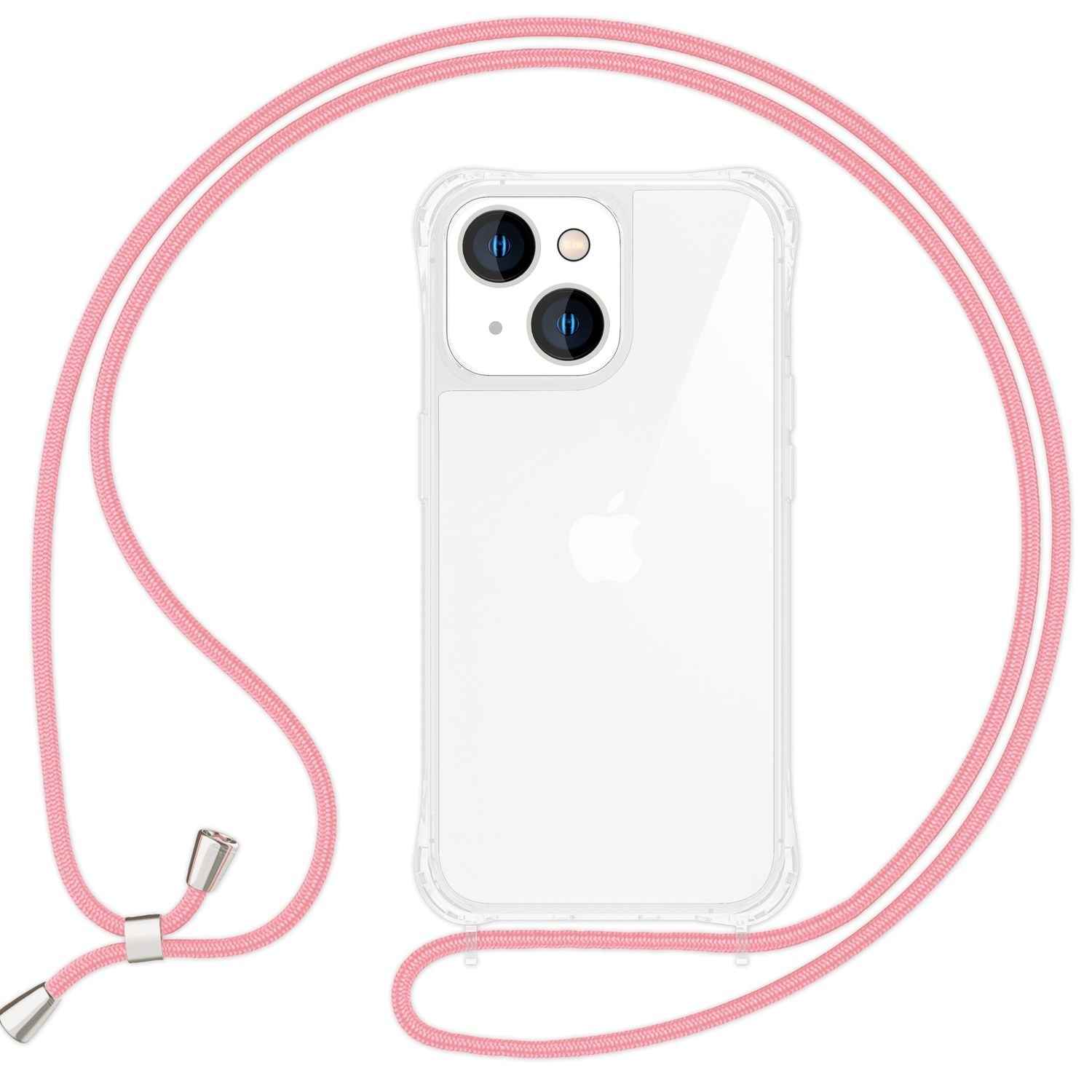 Hülle mit Band für iPhone 15 Plus Handyhülle Umhängen Handy Kette Kordel Case