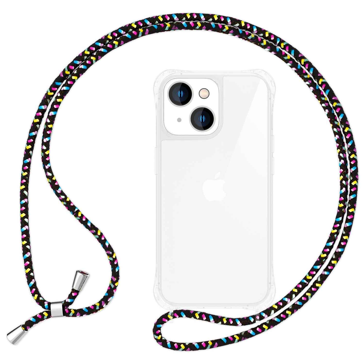 Hülle mit Band für iPhone 15 Plus Handyhülle Umhängen Handy Kette Kordel Case