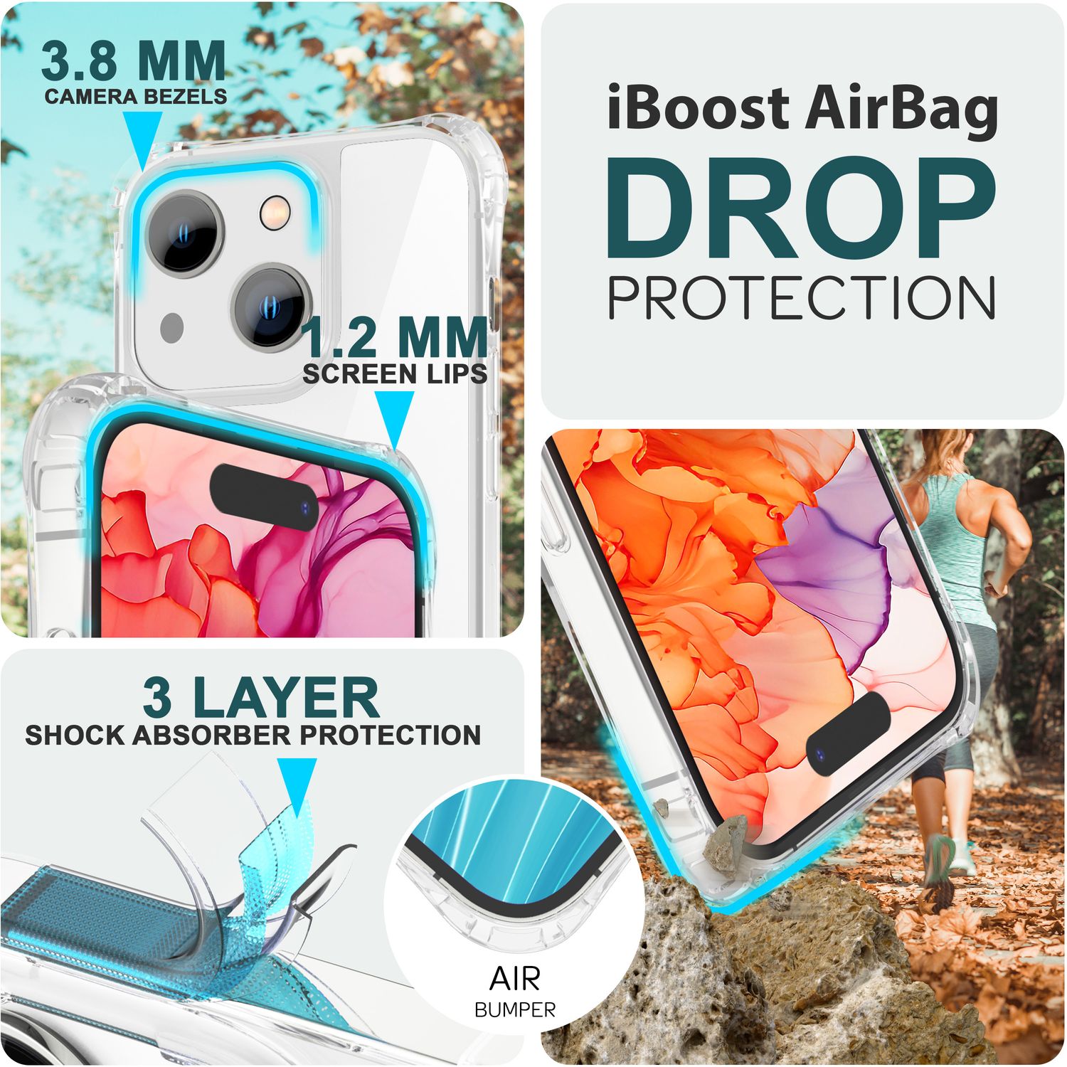 Handyhülle mit Umhängeband für iPhone 15 Plus transparent Polycarbonat 160 cm