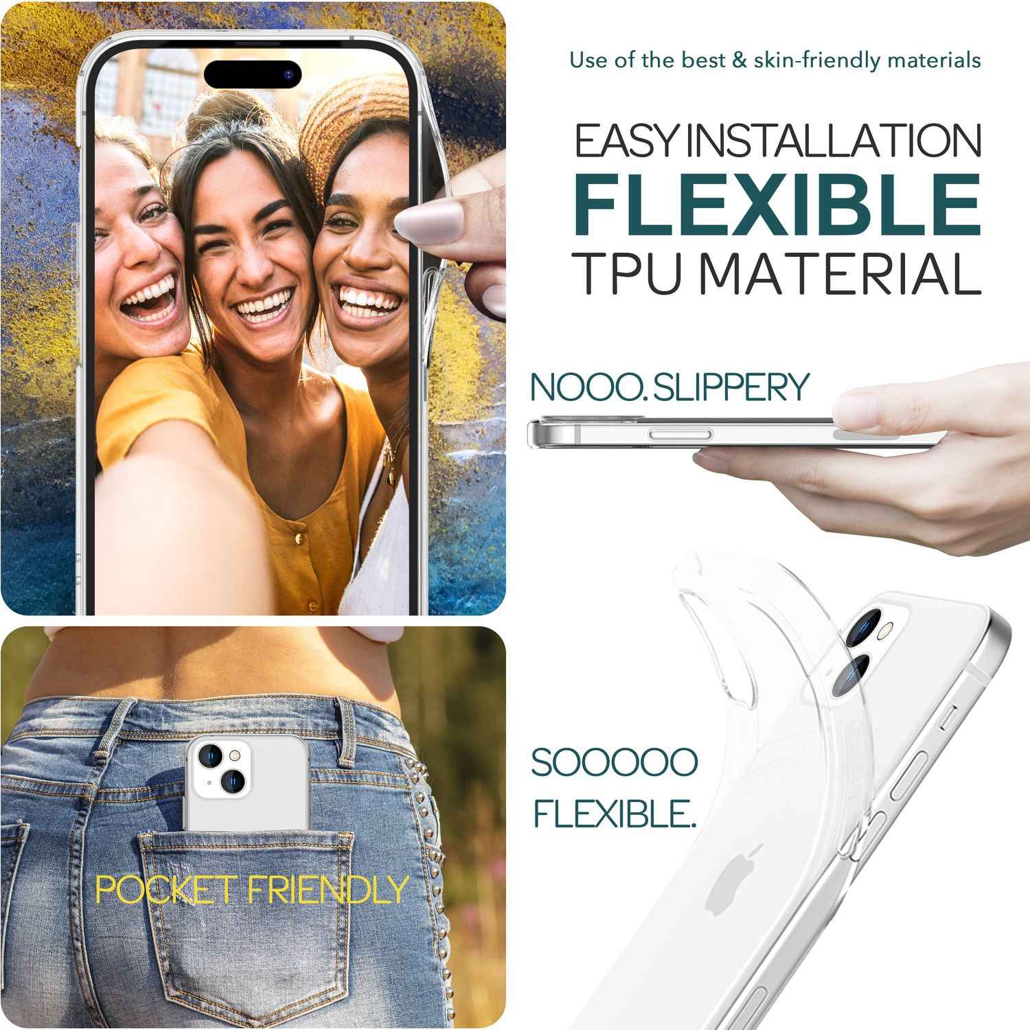 Klare Hülle für iPhone 15 Clear Case Silikon Handyhülle Schutzhülle Tasche Cover