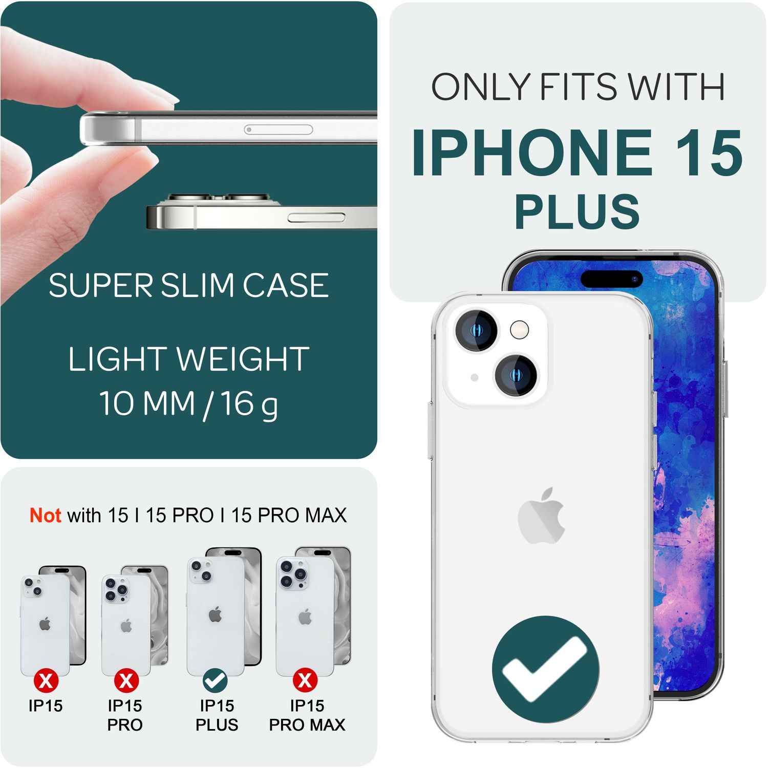 Klare Hülle für iPhone 15 Plus Clear Case Silikon Handyhülle Schutzhülle Tasche
