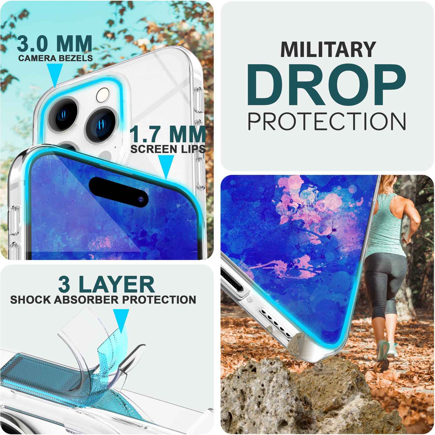 Klare Hülle für iPhone 15 Pro Max Clear Case Silikon Handyhülle Schutz Cover TPU