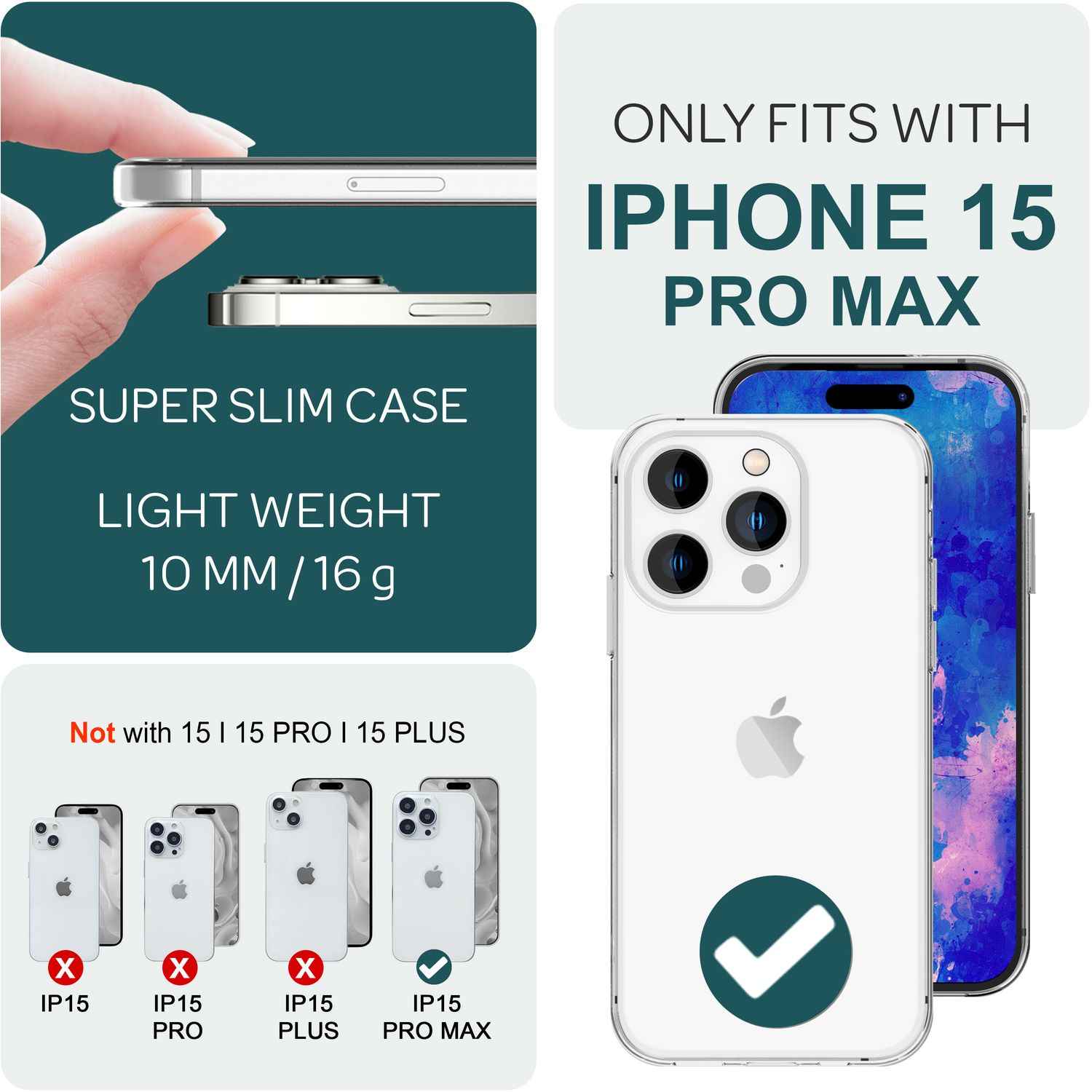 Klare Hülle für iPhone 15 Pro Max Clear Case Silikon Handyhülle Schutz Cover TPU