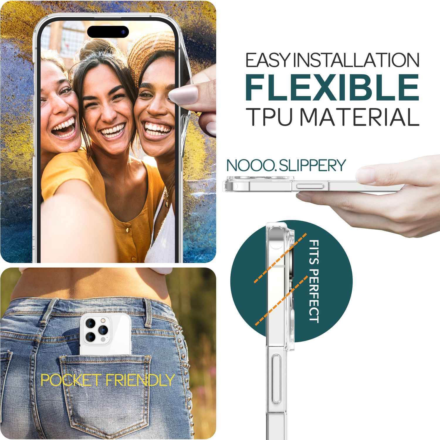 Hülle Klar für iPhone 15 Pro Clear Hard Case Schutz Tasche Handyhülle Cover Etui