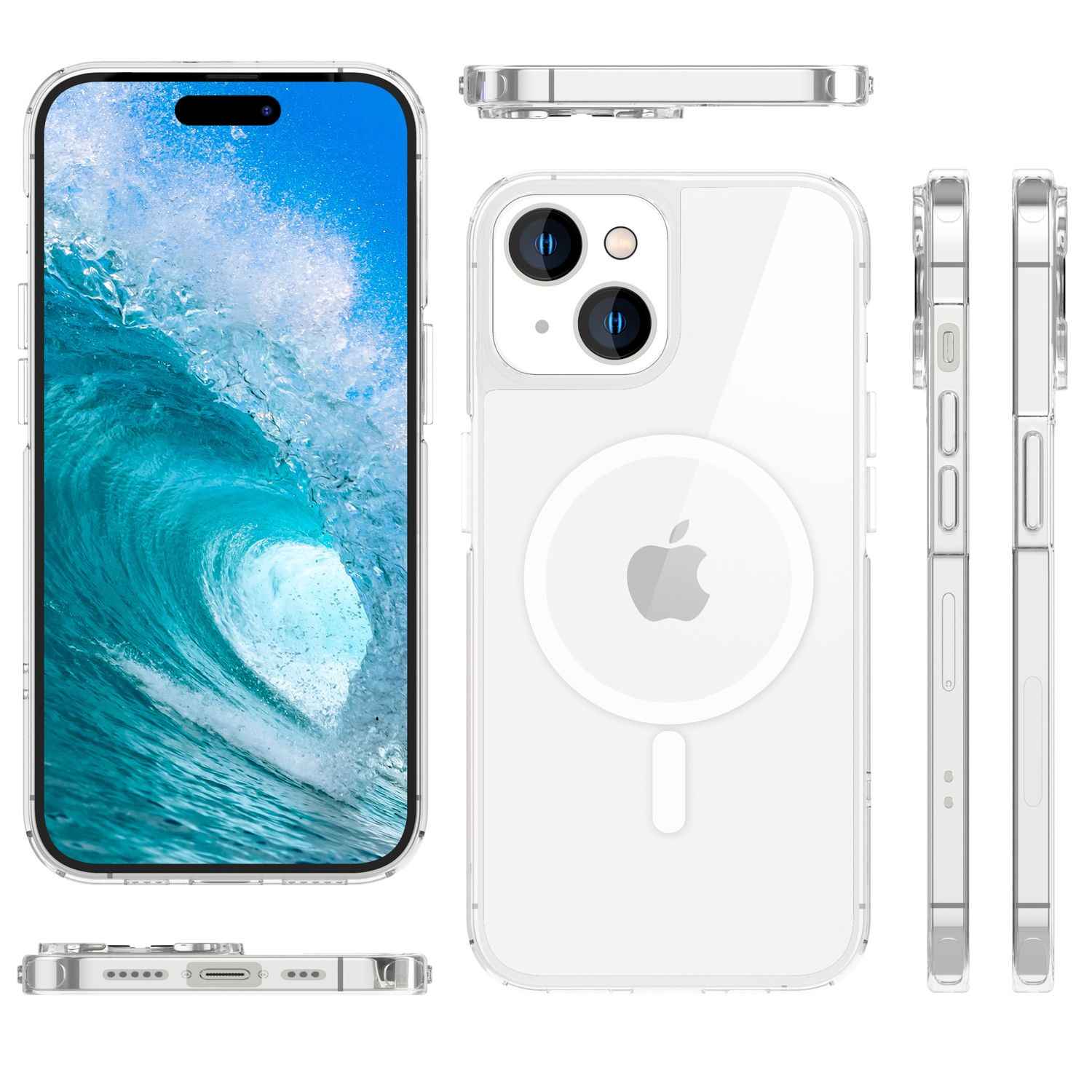 MagSafe Hülle Klar für iPhone 15 Clear Hard Case Handyhülle Schutz Tasche Cover