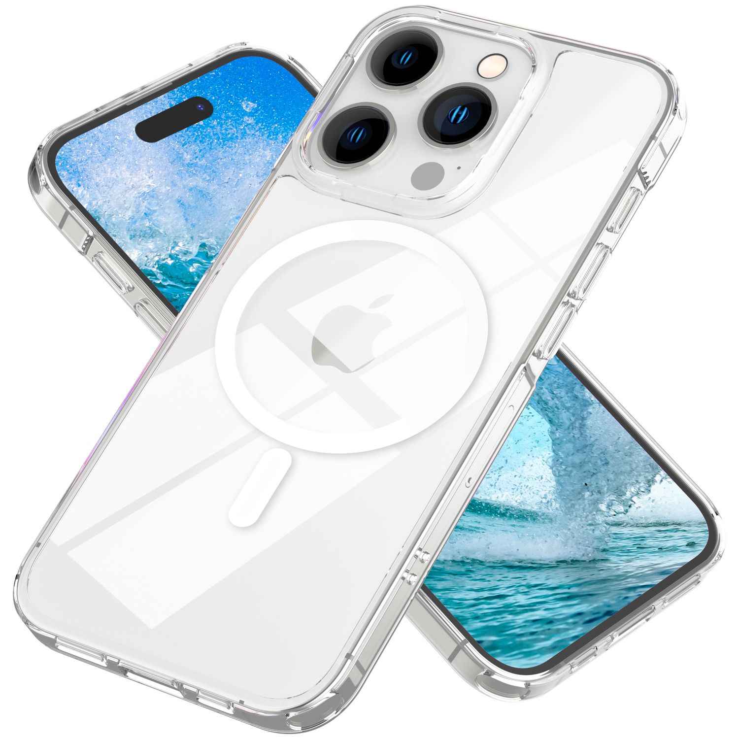 MagSafe Hülle Klar für iPhone 15 Pro Clear Hard Case Schutz Tasche Handyhülle PC