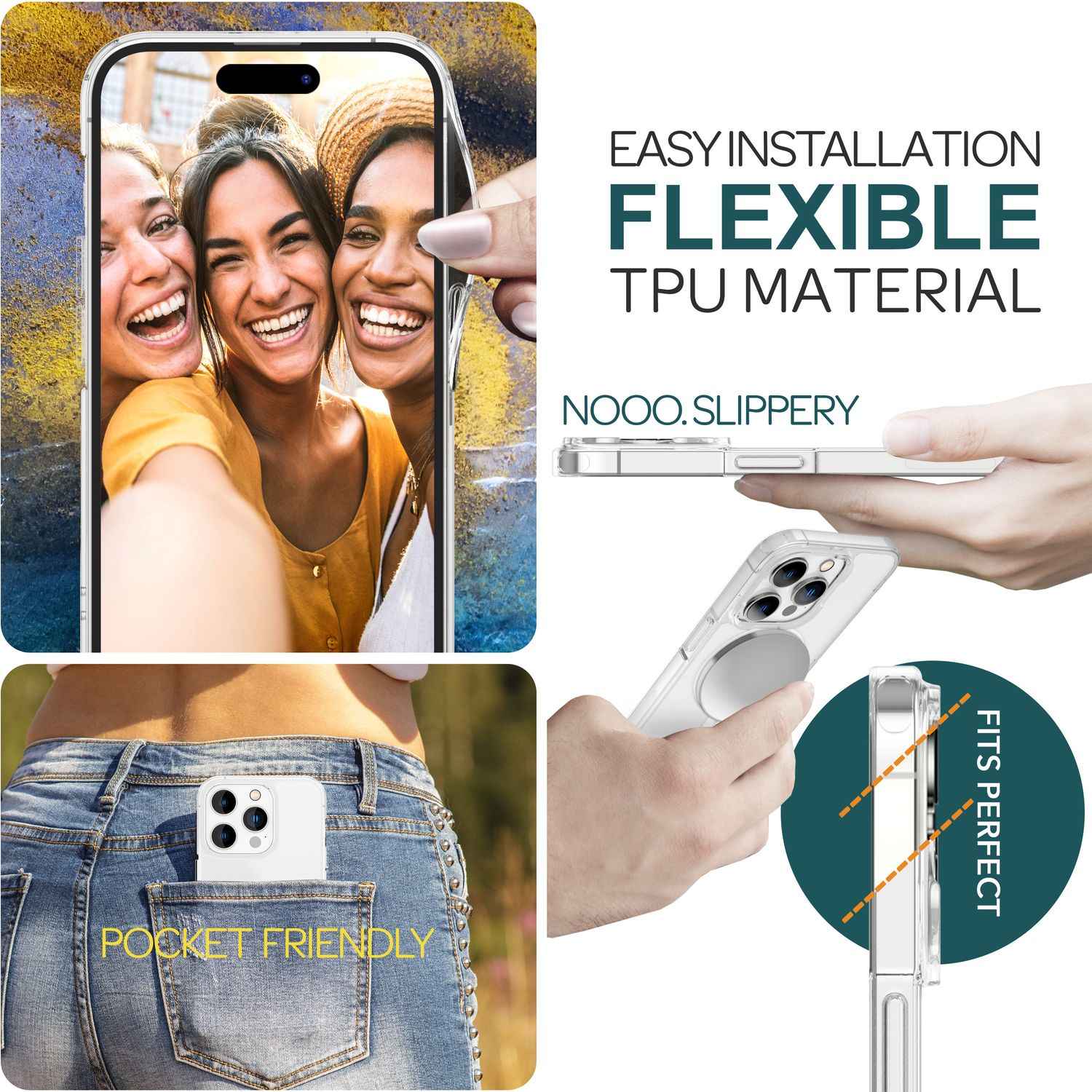 MagSafe Hülle Klar für iPhone 15 Pro Clear Hard Case Schutz Tasche Handyhülle PC
