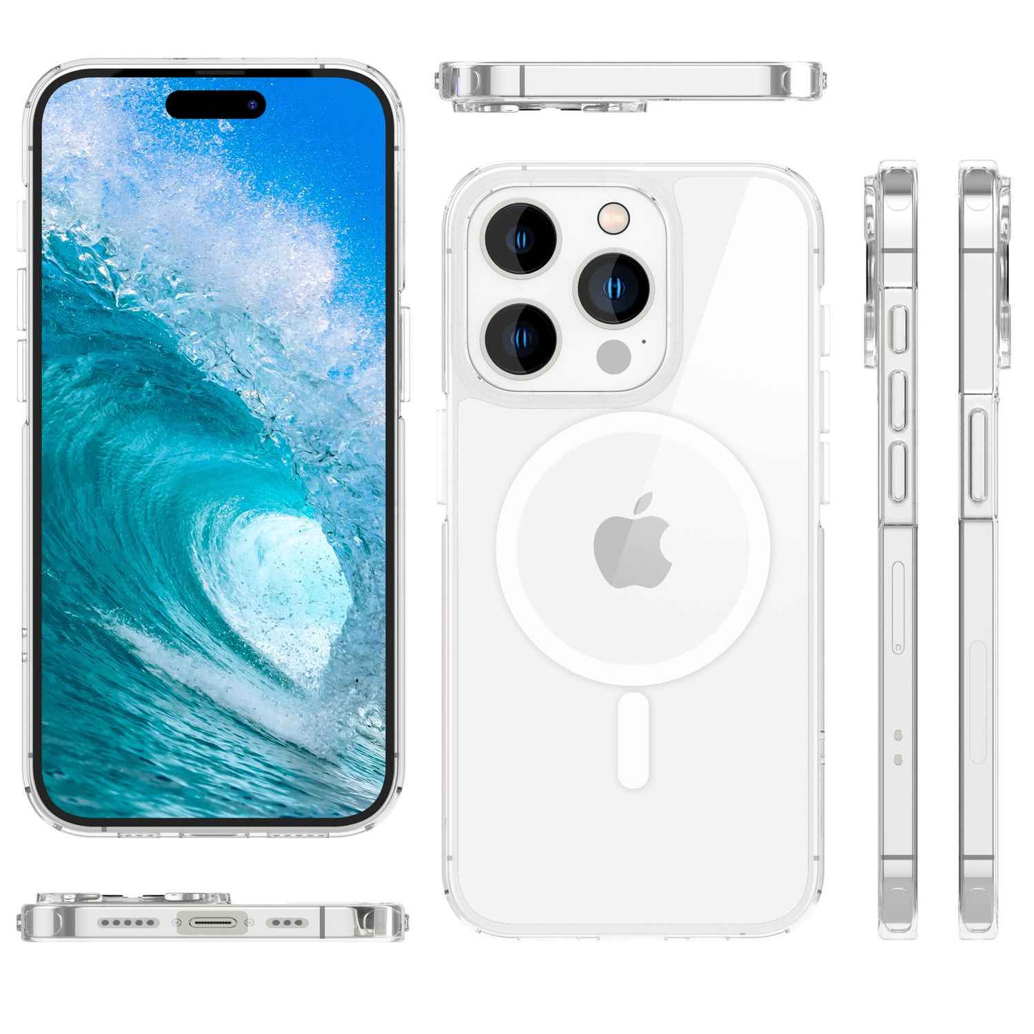 MagSafe Hülle Klar für iPhone 15 Pro Clear Hard Case Schutz Tasche Handyhülle PC