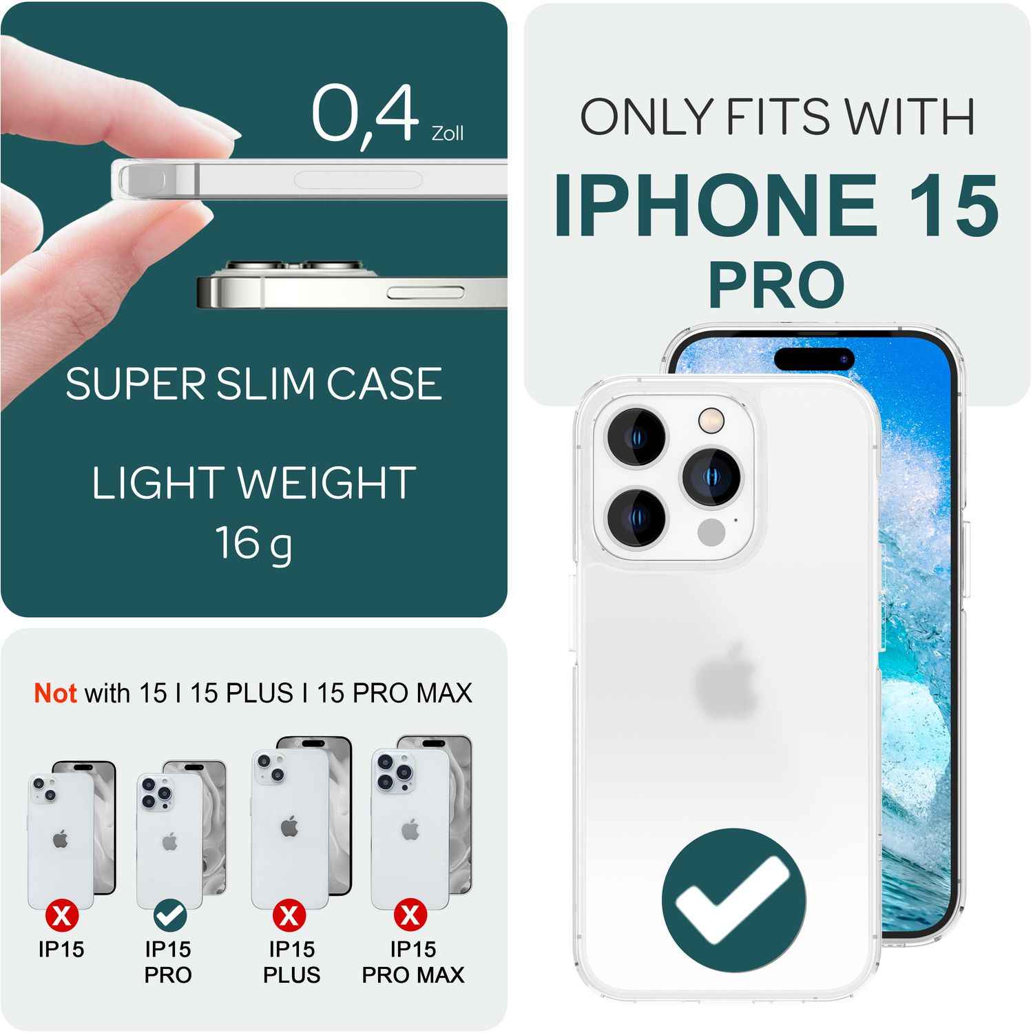 Hülle Matt für iPhone 15 Pro Frosted Case Schutz Tasche Handyhülle Hard Cover