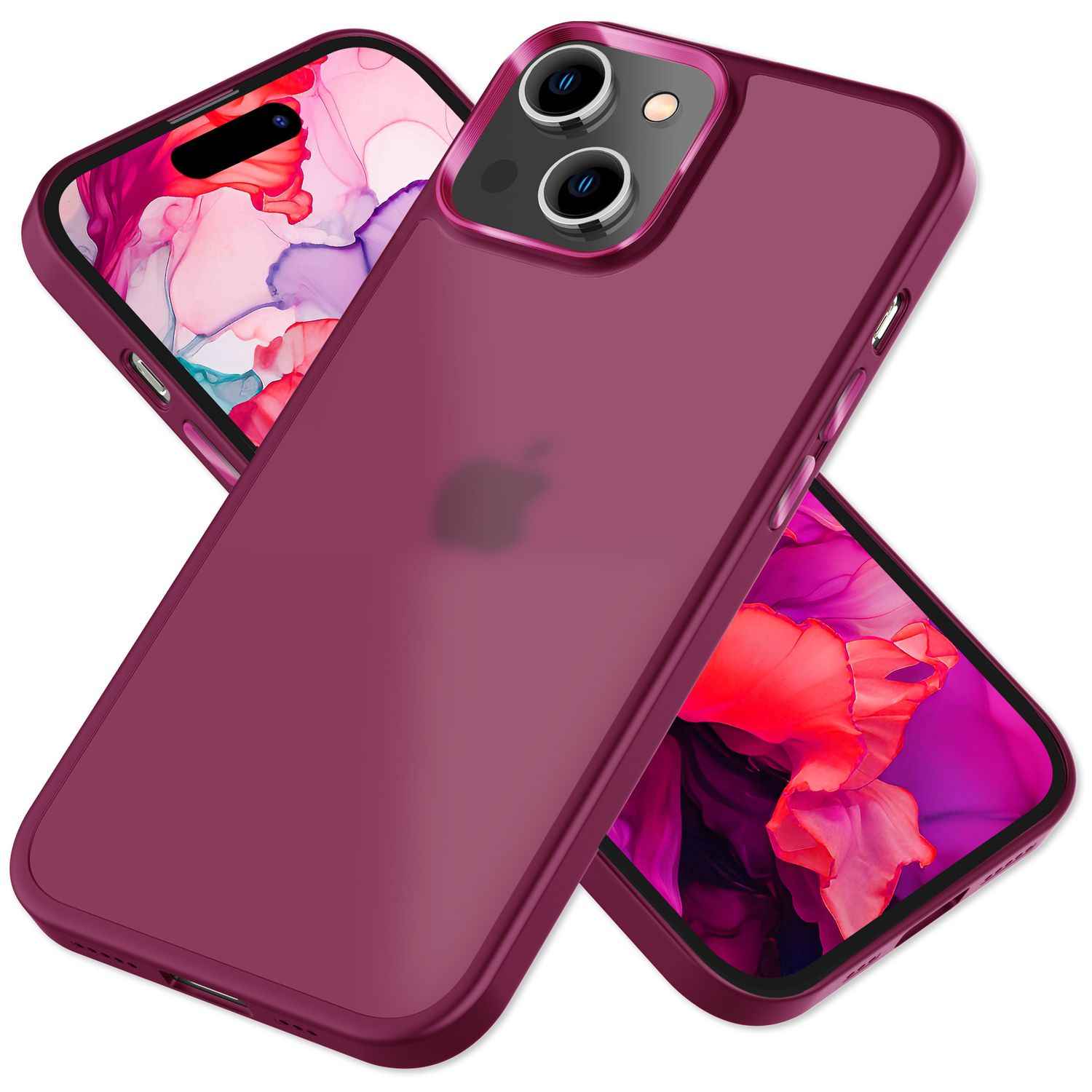 Hybrid Hülle für iPhone 15 Frosted Case Handyhülle Schutz Rand Handy Tasche Etui