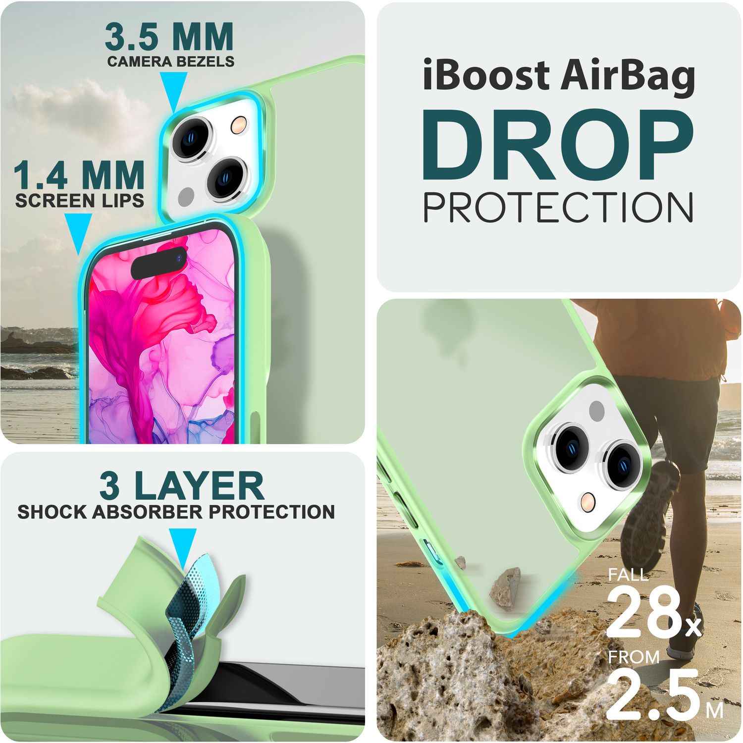 Hybrid Hülle für iPhone 15 Frosted Case Handyhülle Schutz Rand Handy Tasche Etui