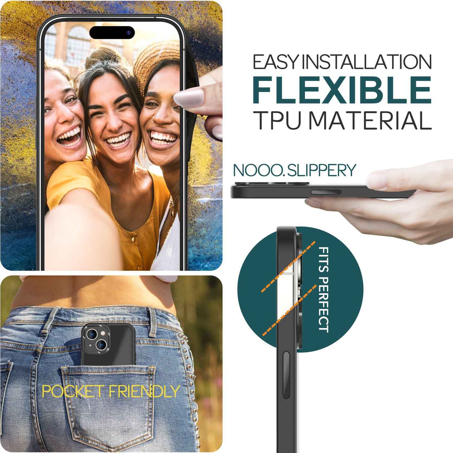 Hybrid Hülle für iPhone 15 Frosted Case Handyhülle Schutz Rand Handy Tasche Etui