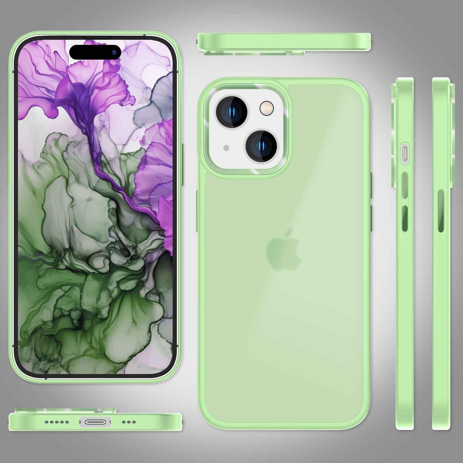 Hybrid Hülle für iPhone 15 Frosted Case Handyhülle Schutz Rand Handy Tasche Etui