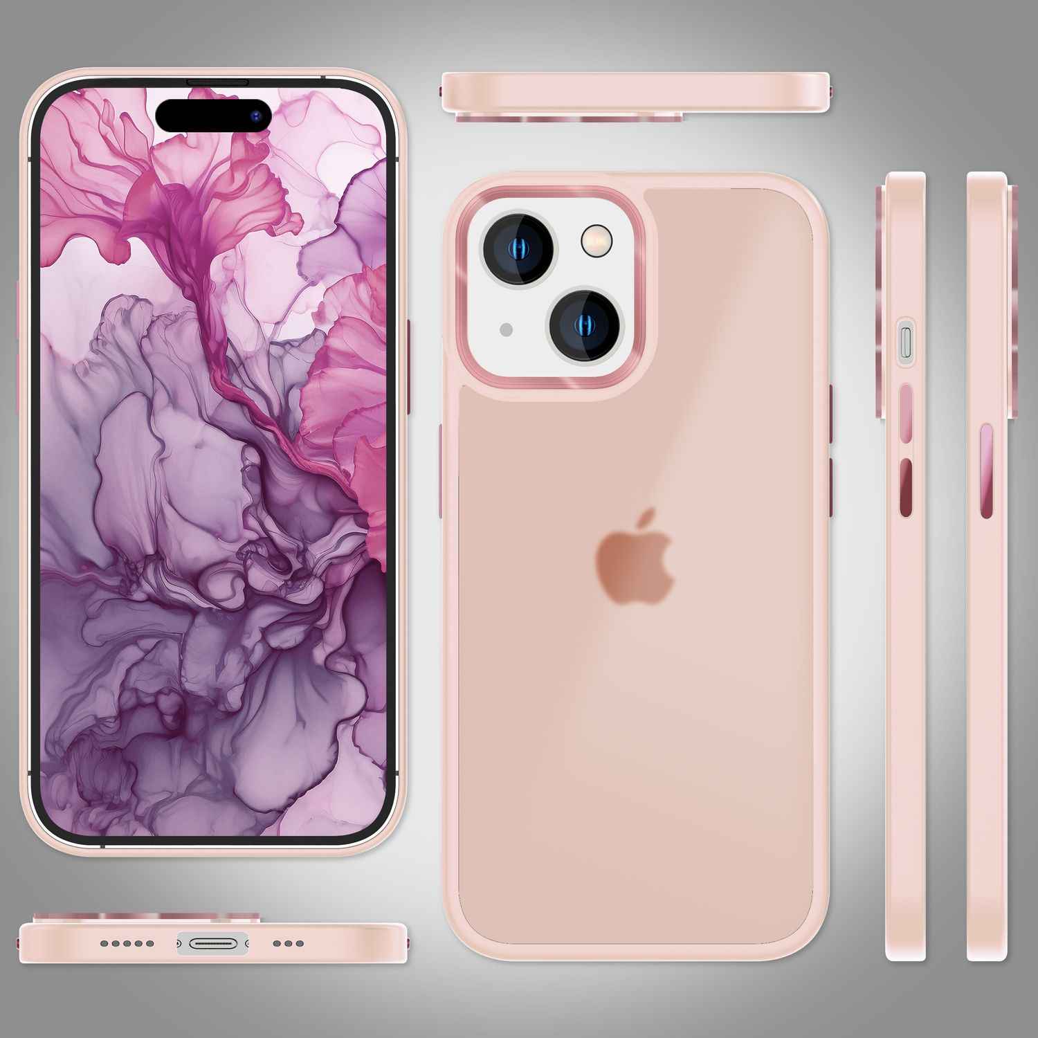 Hybrid Hülle für iPhone 15 Frosted Case Handyhülle Schutz Rand Handy Tasche Etui