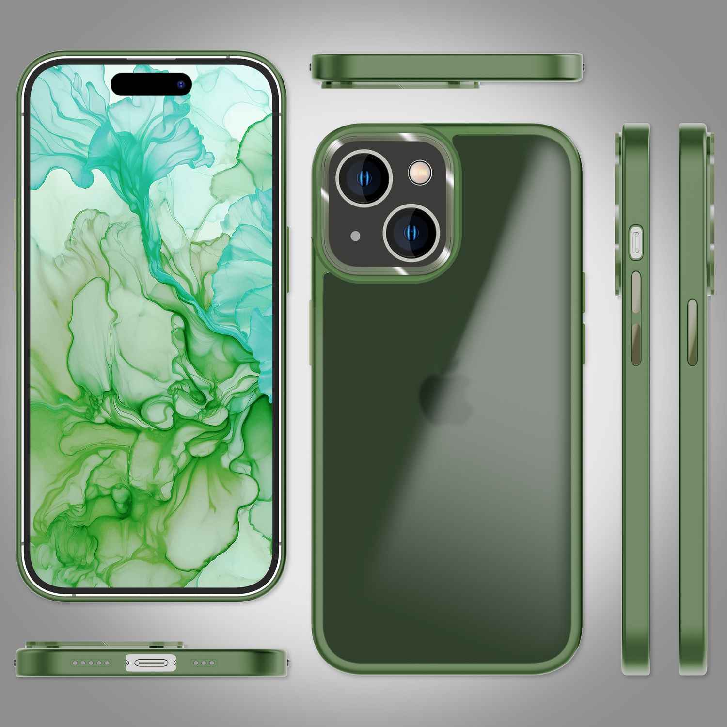 Hybrid Hülle für iPhone 15 Frosted Case Handyhülle Schutz Rand Handy Tasche Etui