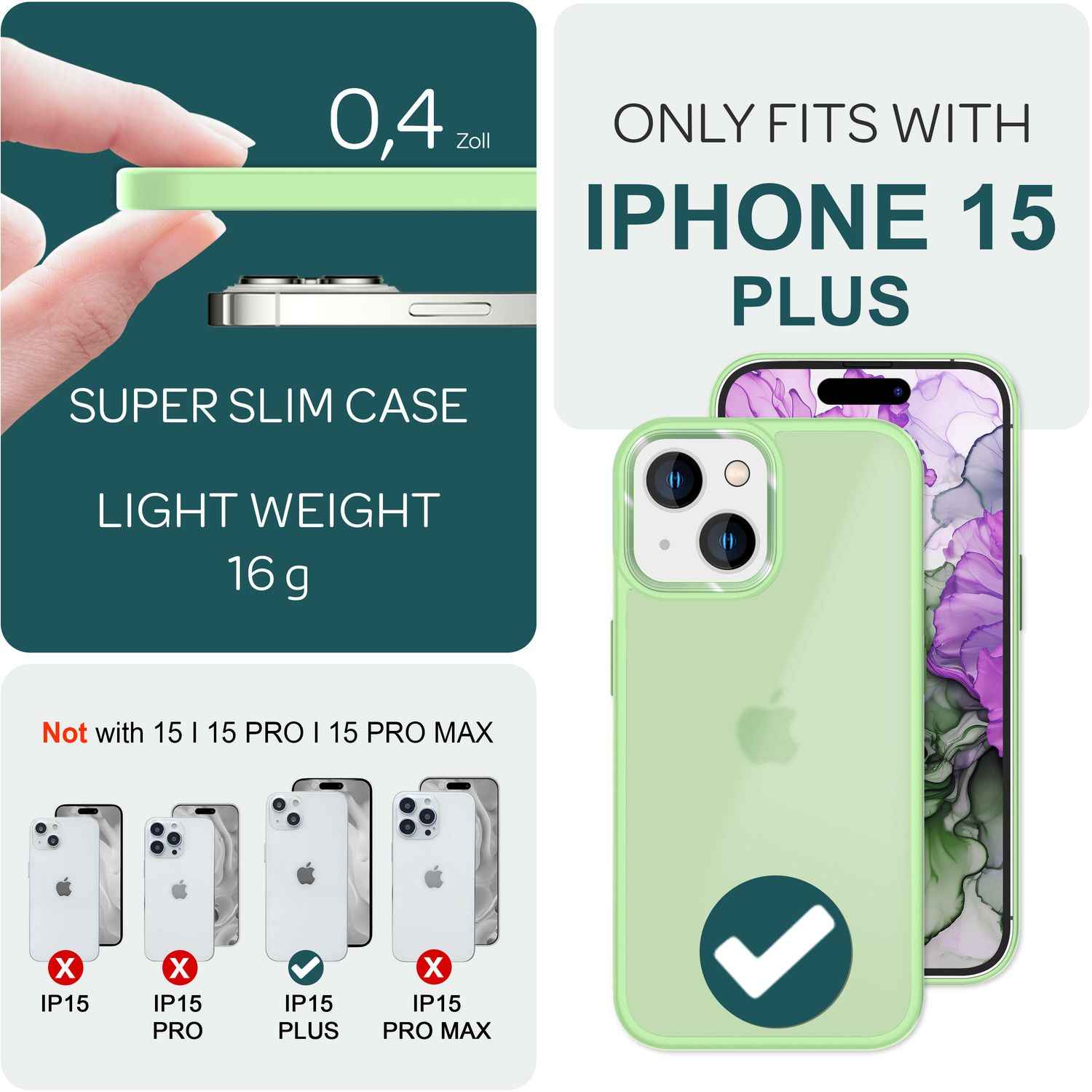 Hybrid Hülle für iPhone 15 Plus Frosted Case Schutz Rand Handyhülle Handy Tasche