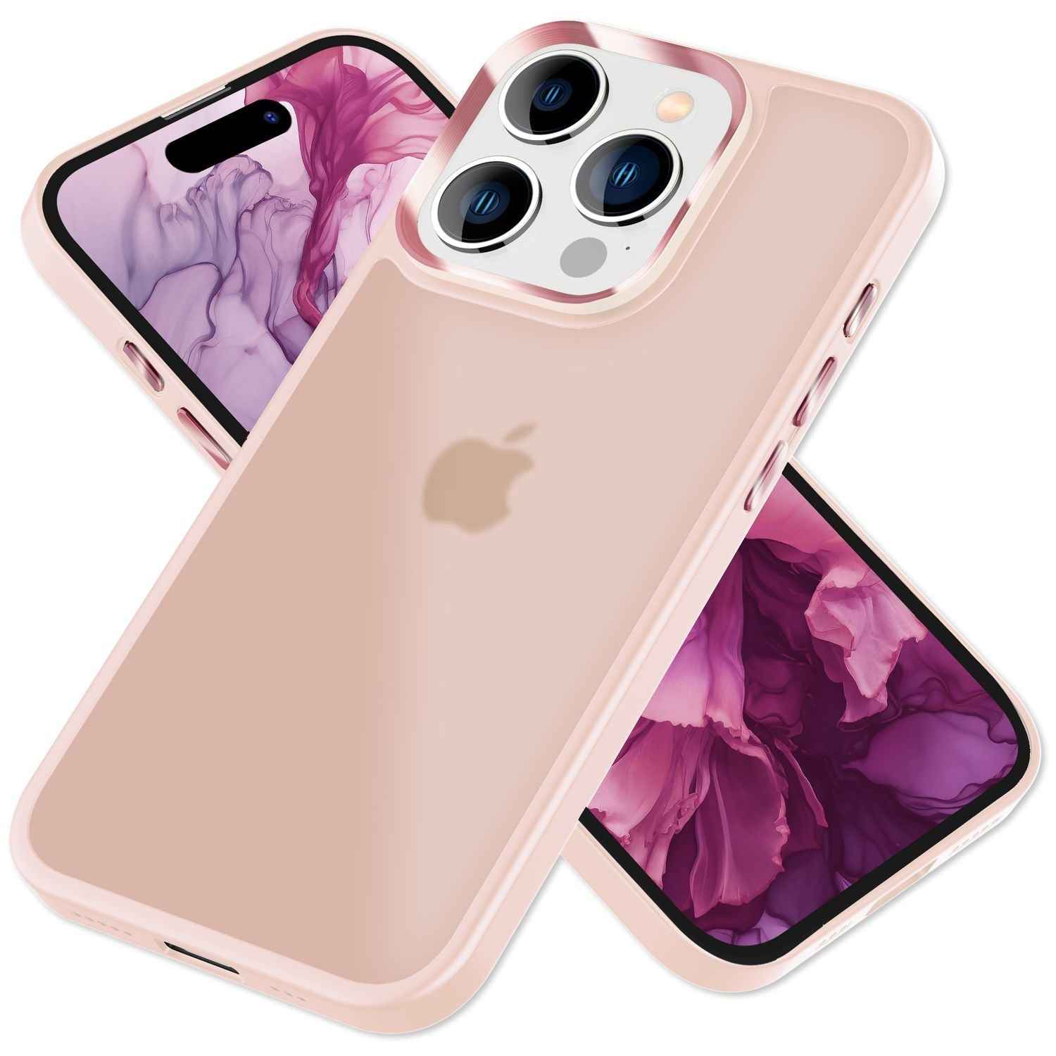Hybrid Hülle für iPhone 15 Pro Frosted Case Schutz Rand Handy Tasche Handyhülle