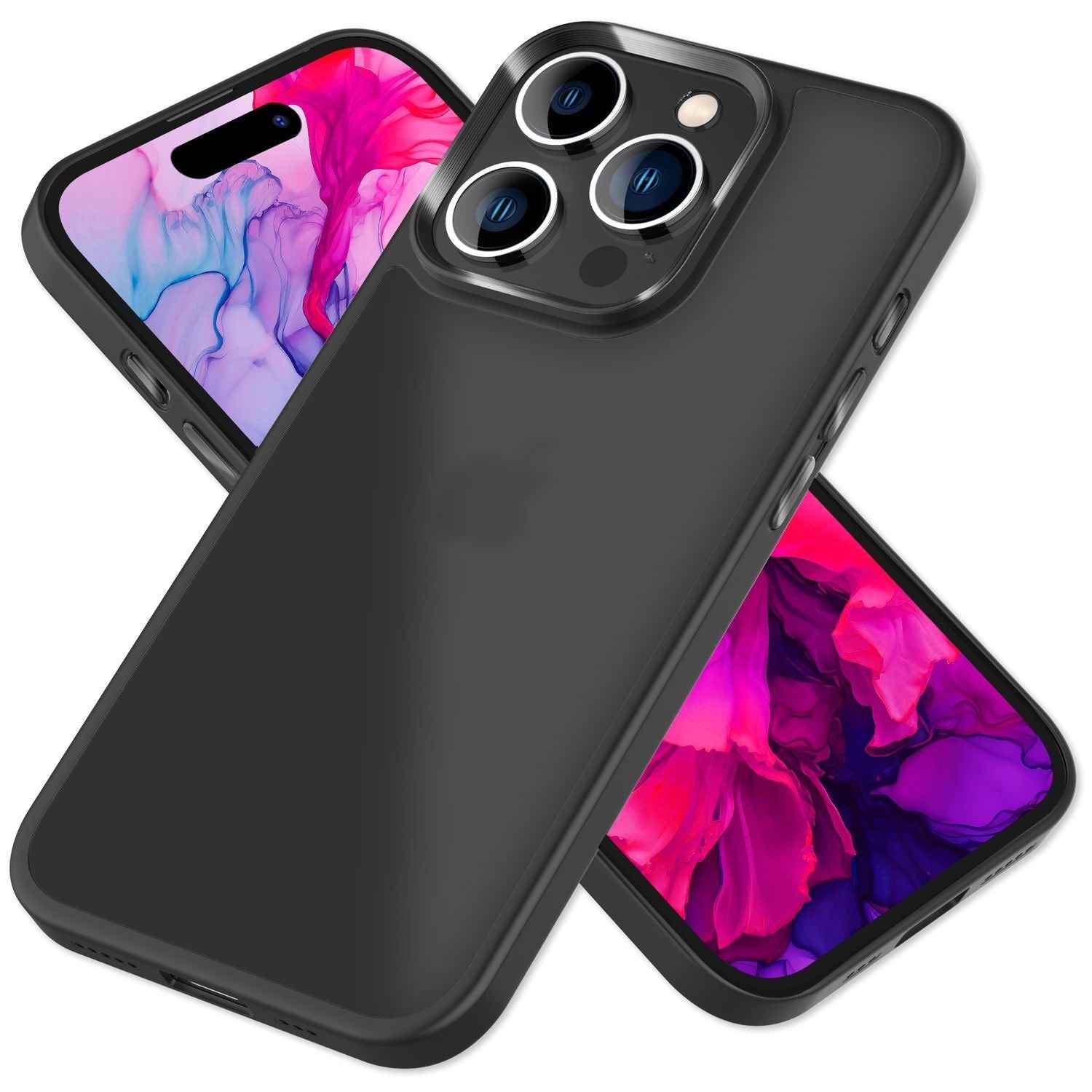 Hybrid Hülle für iPhone 15 Pro Frosted Case Schutz Rand Handy Tasche Handyhülle