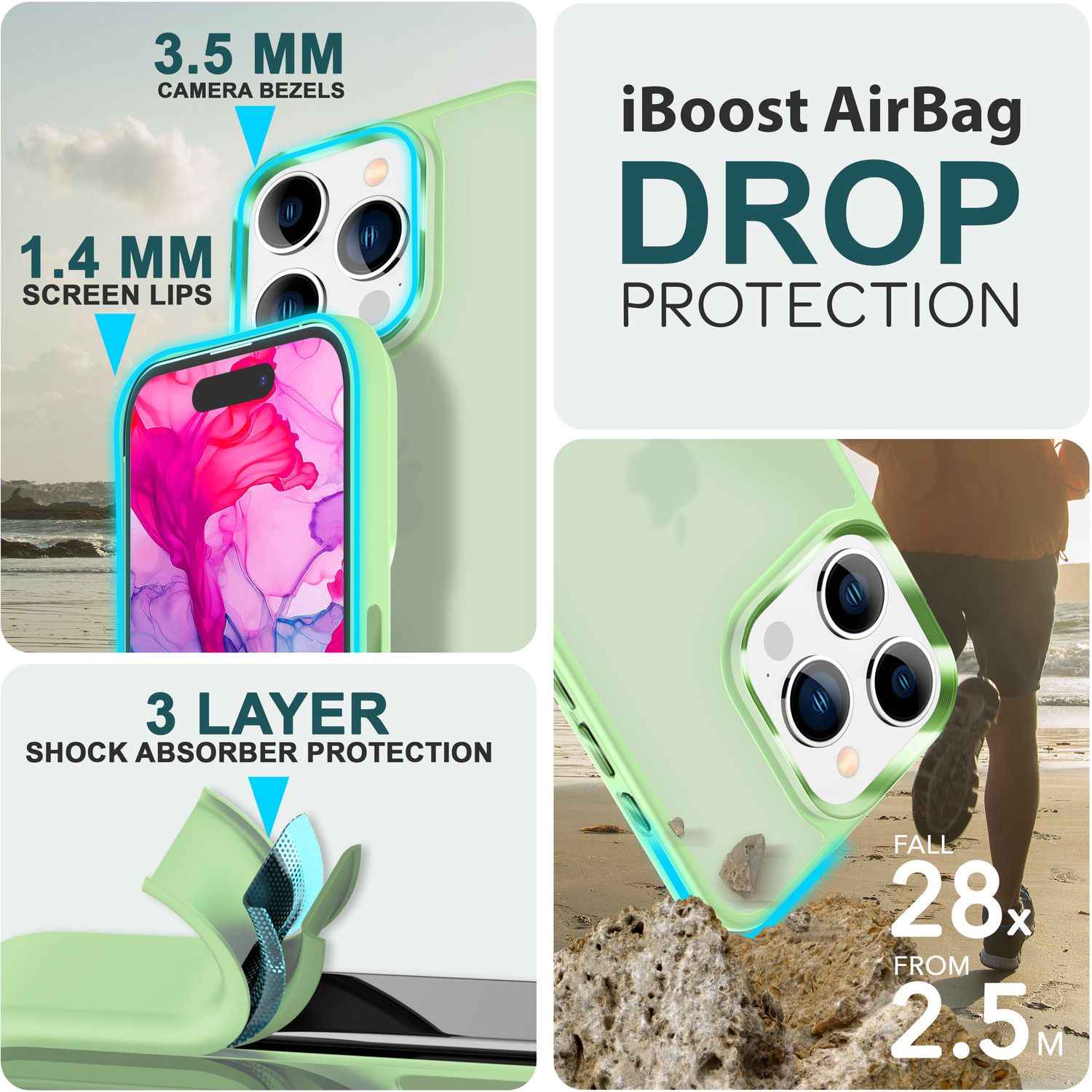Hybrid Hülle für iPhone 15 Pro Frosted Case Schutz Rand Handy Tasche Handyhülle
