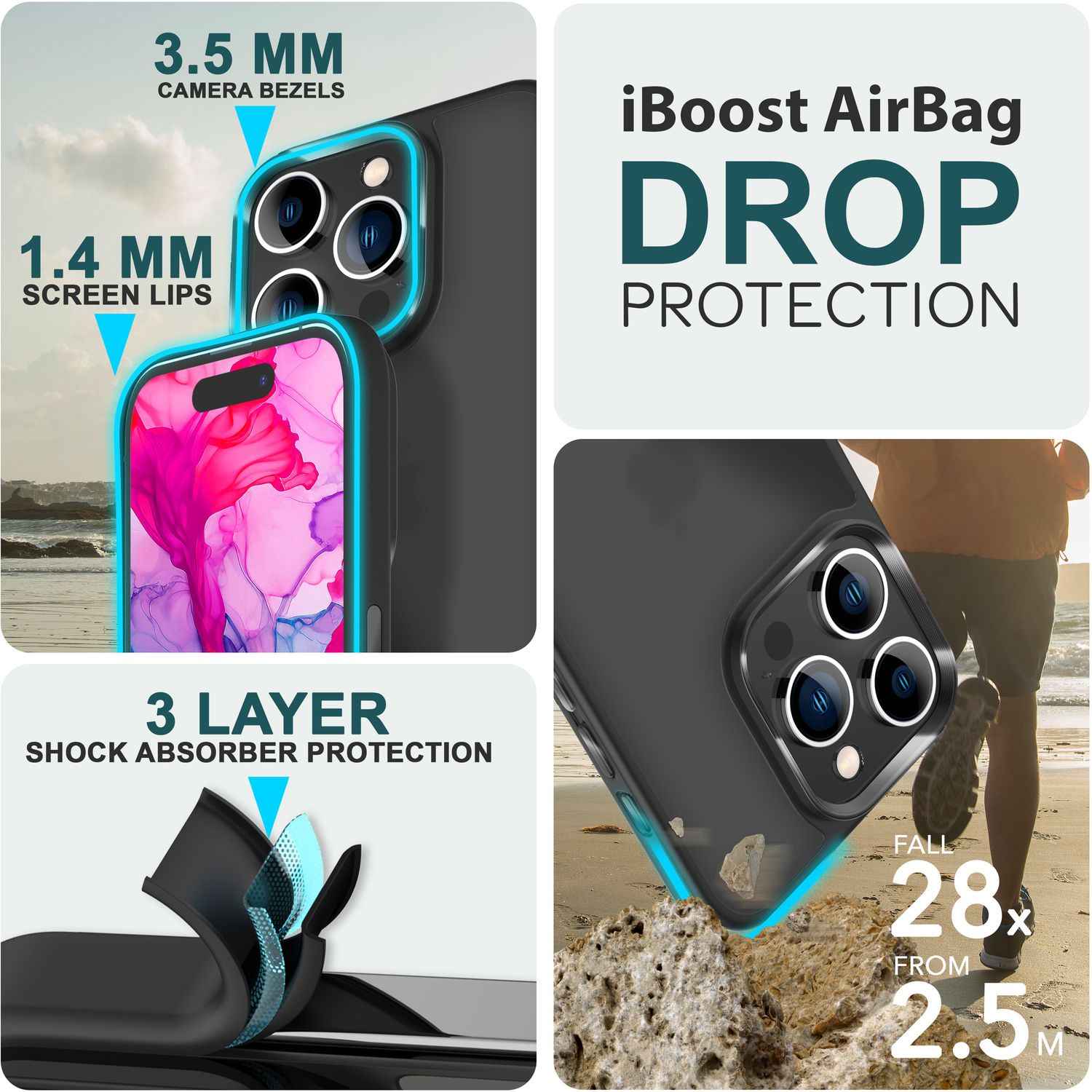Hybrid Hülle für iPhone 15 Pro Frosted Case Schutz Rand Handy Tasche Handyhülle